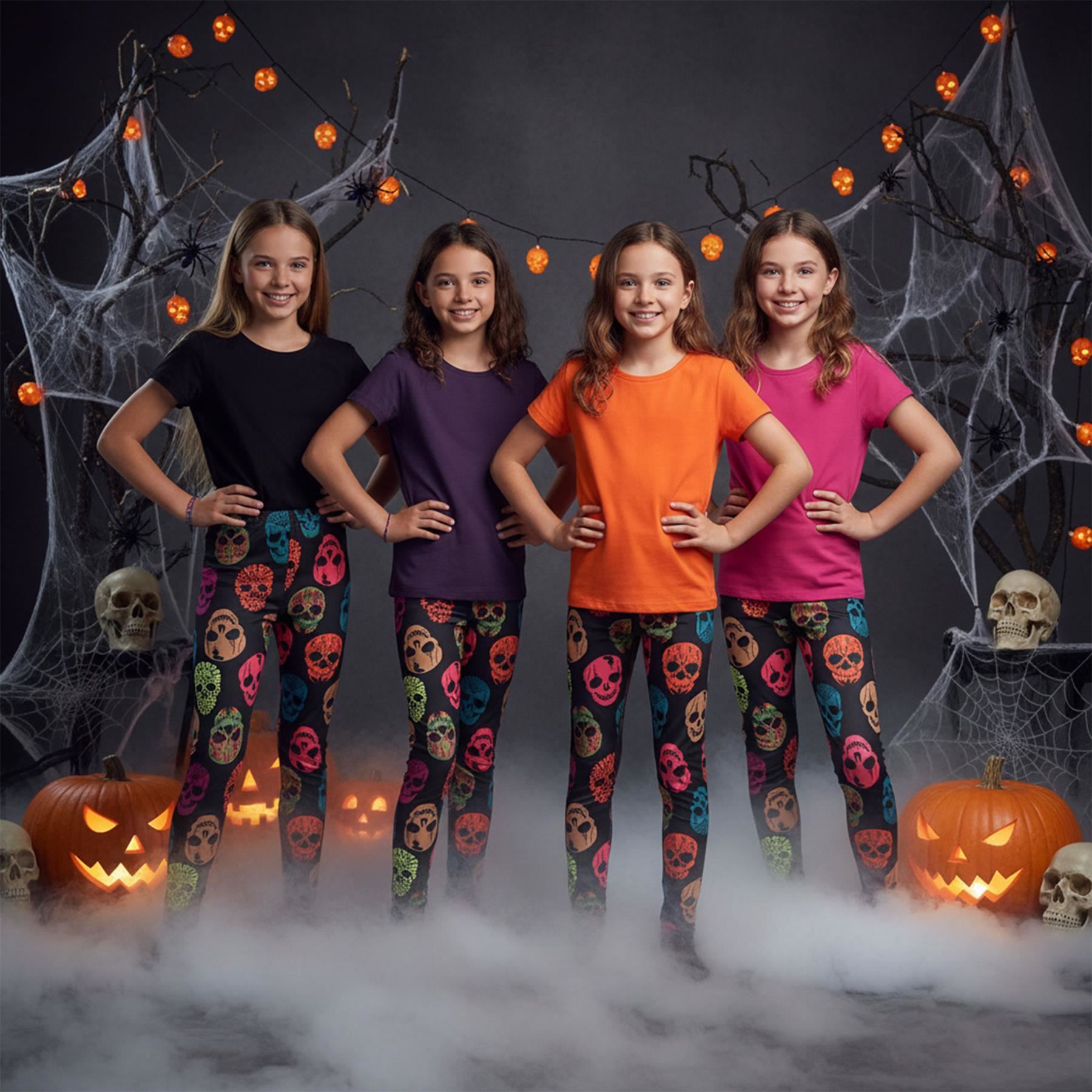 Niñas Halloween Leggings Telaraña Estampado Calavera Leggings Disfraz Elegante 3-13 Años - Imagen 14 de 43