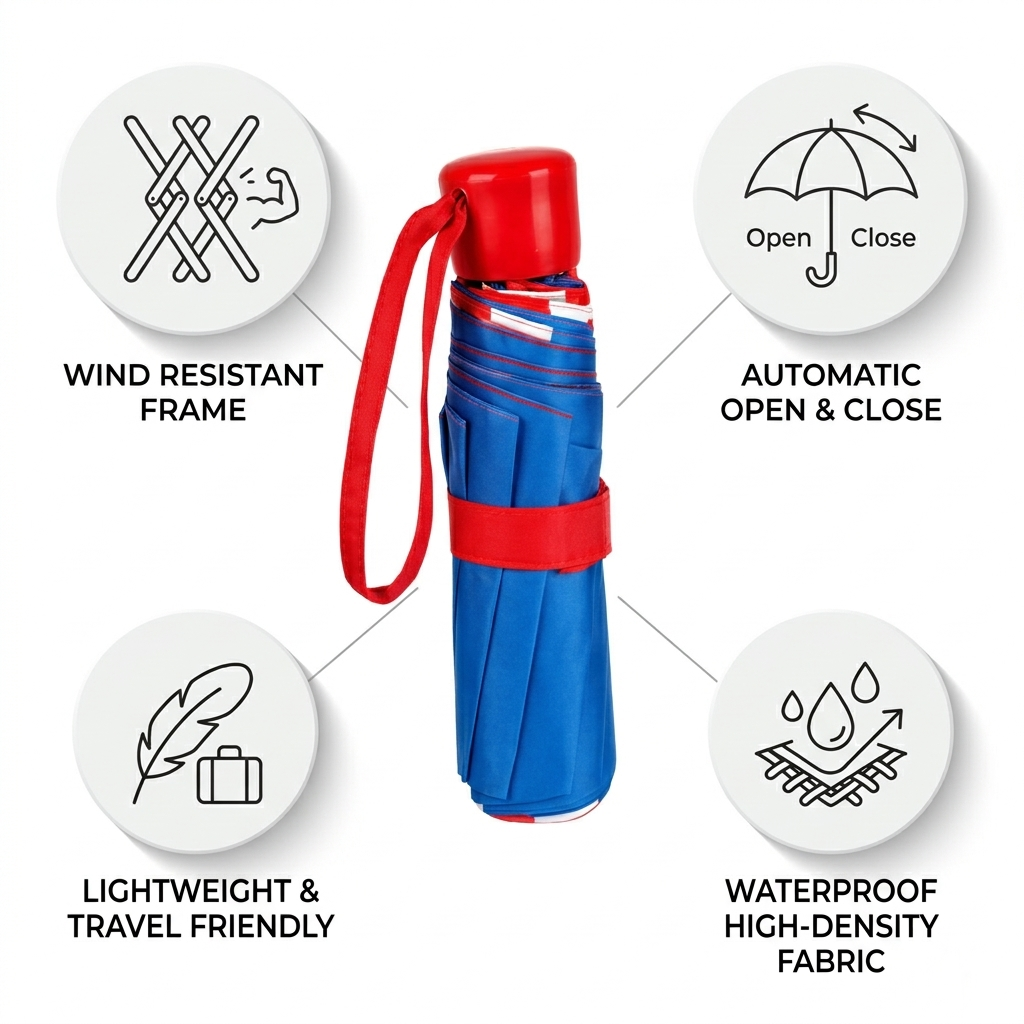 A2Z Union Jack Supermini Umbrella Weather Resist Compact UK Flag Folding Brolly