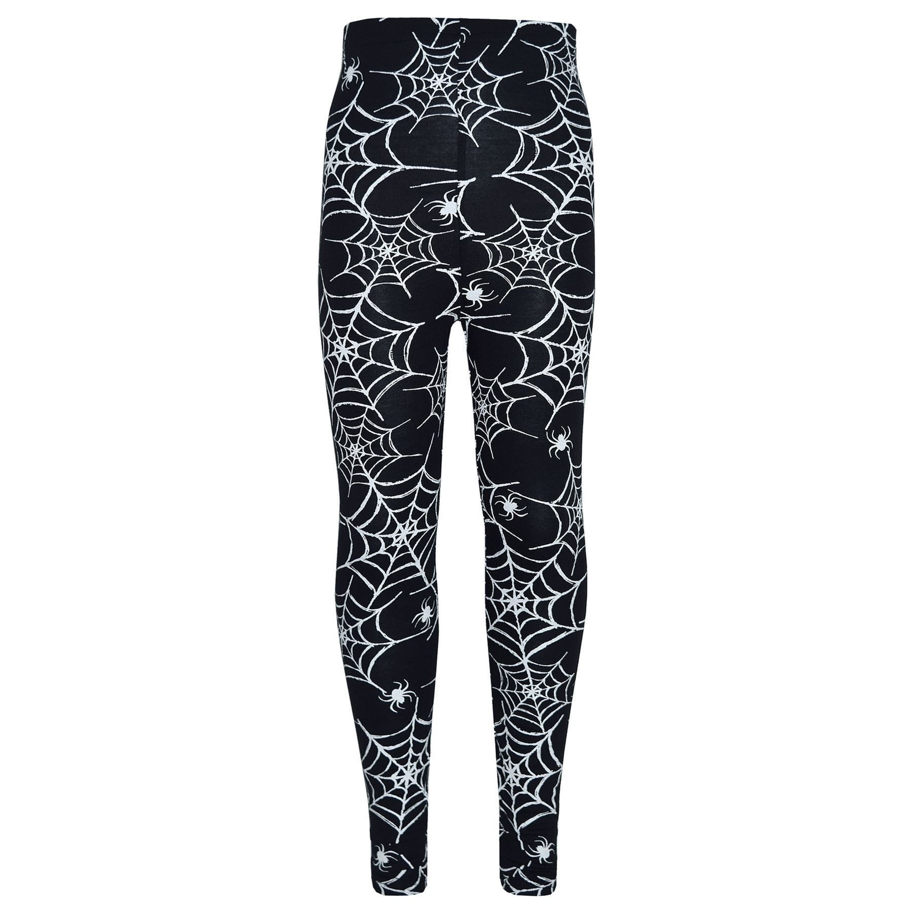 Girls Halloween Dresses Spider Web Skater Swing Dress Fancy Costume Legging - Picture 3 of 15