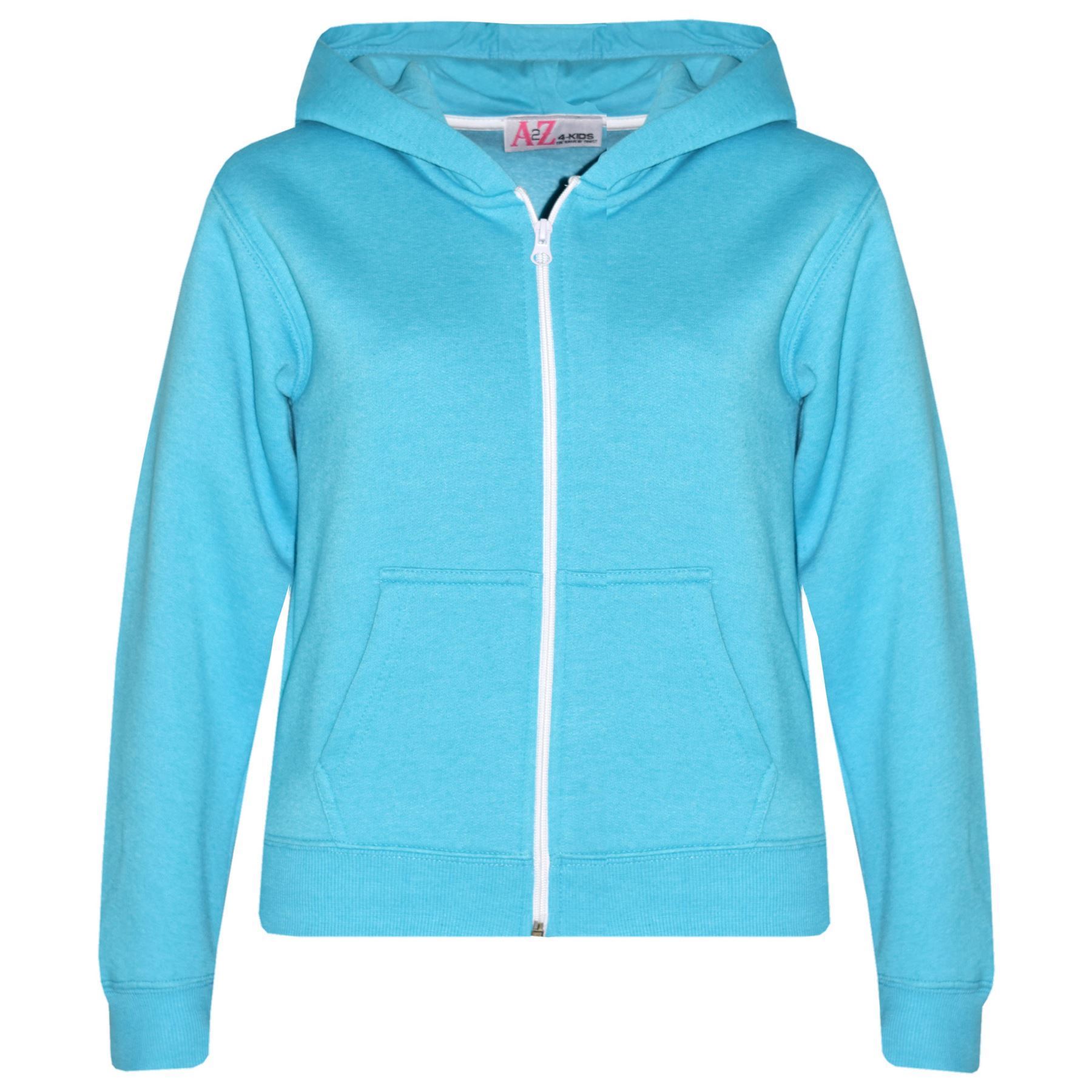 Kids Classic Plain & Tie Dye Print Full Zip-Up Soft Hooded Zipper Jacket 2-13Yrs - Picture 6 of 128