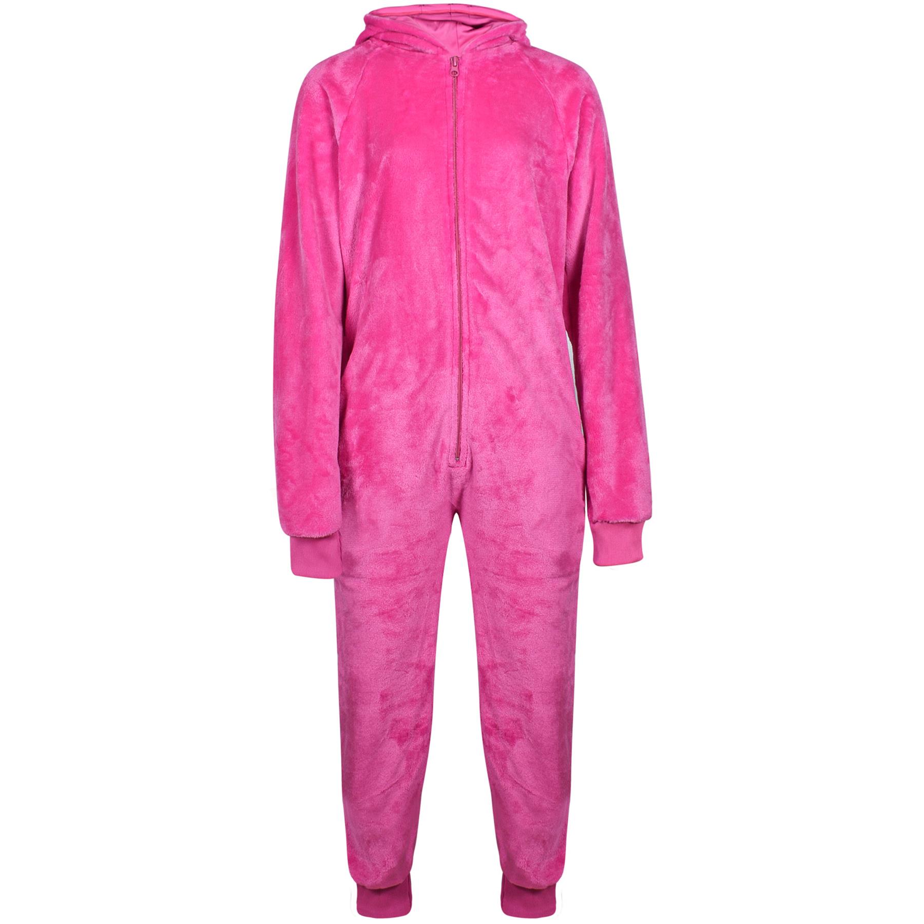 Kids Girls Boys Plain Fleece A2Z Onesie One Piece Hooded All In One Jumpsuit - Picture 23 of 27