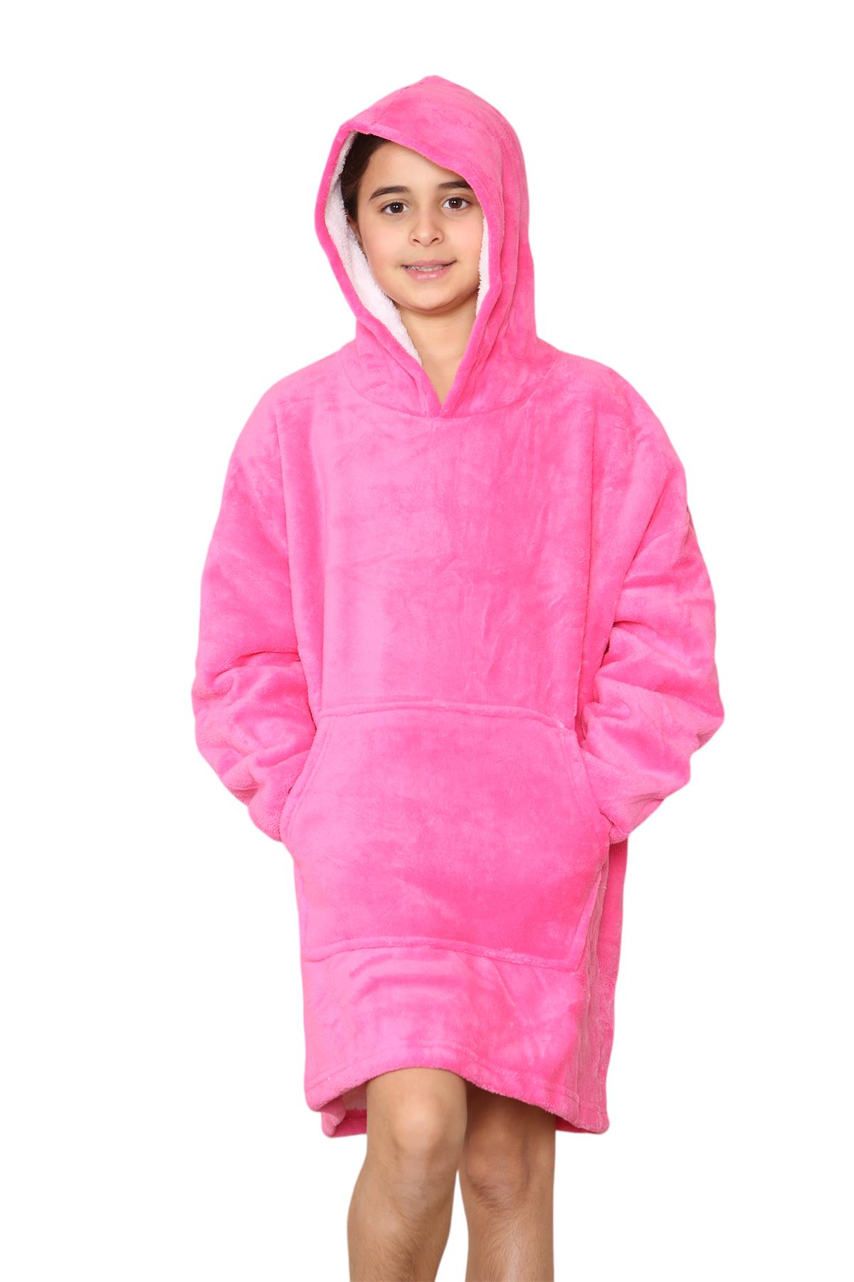 Kinder Mädchen Jungen Ultra Soft Oversized Hoodie Kuschel Plüsch Sherpa Fleece Futter - Bild 44 von 63
