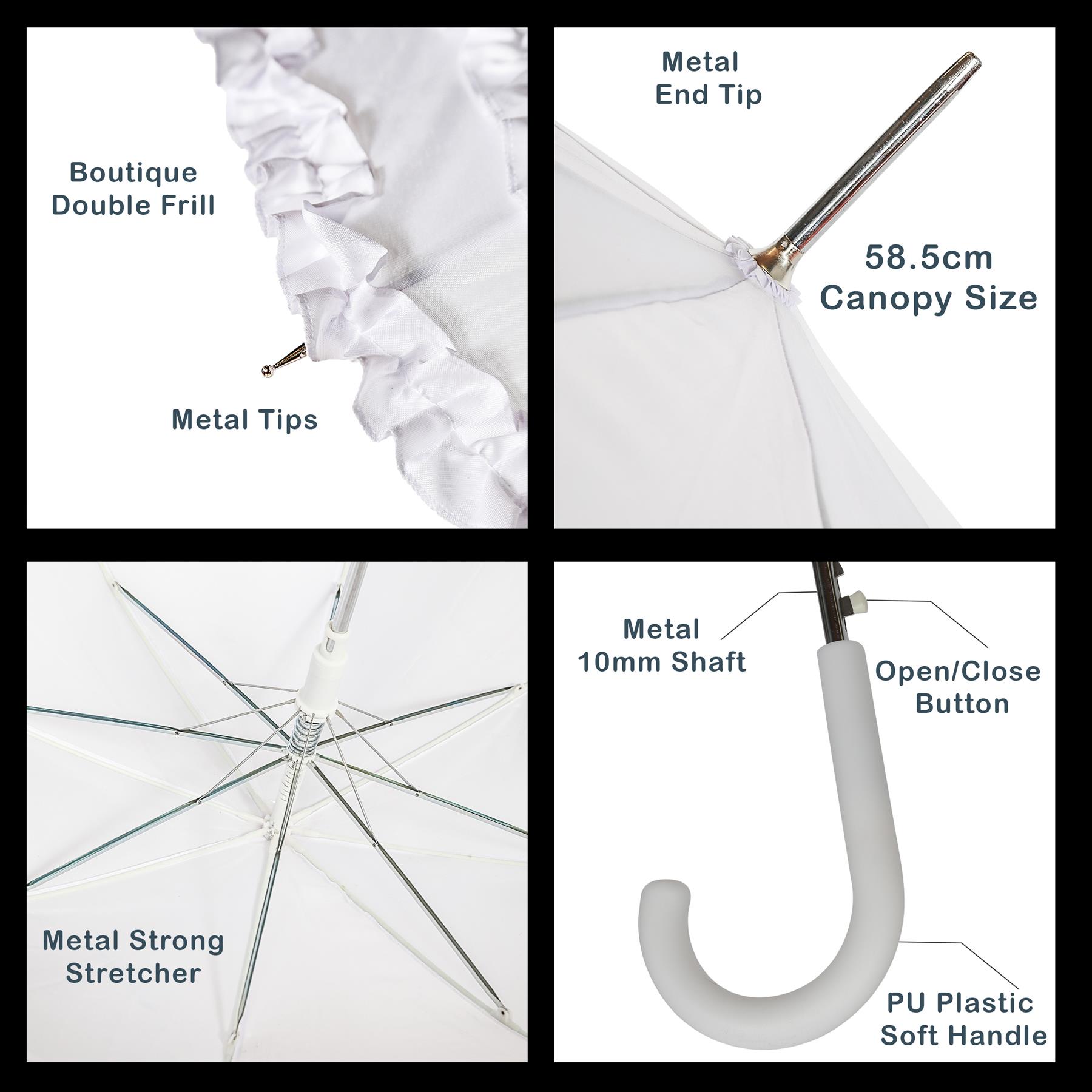A2Z Damen Braut Regenschirm Hochzeit Brolly Doppel Rüschen Spitze Walking Kuppel Baldachin - Bild 18 von 24