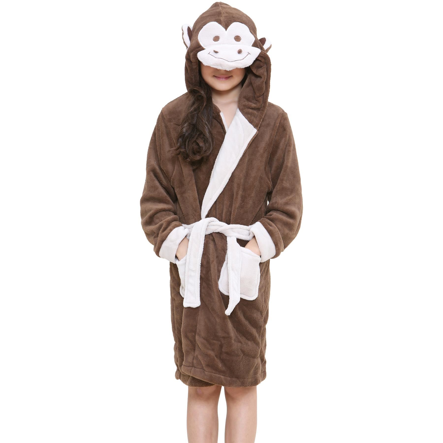 A2Z 4 Kids Super Soft 3D Animal Detail Dressing Gown Nightwear Hooded Robe 2-1 - Picture 60 of 154