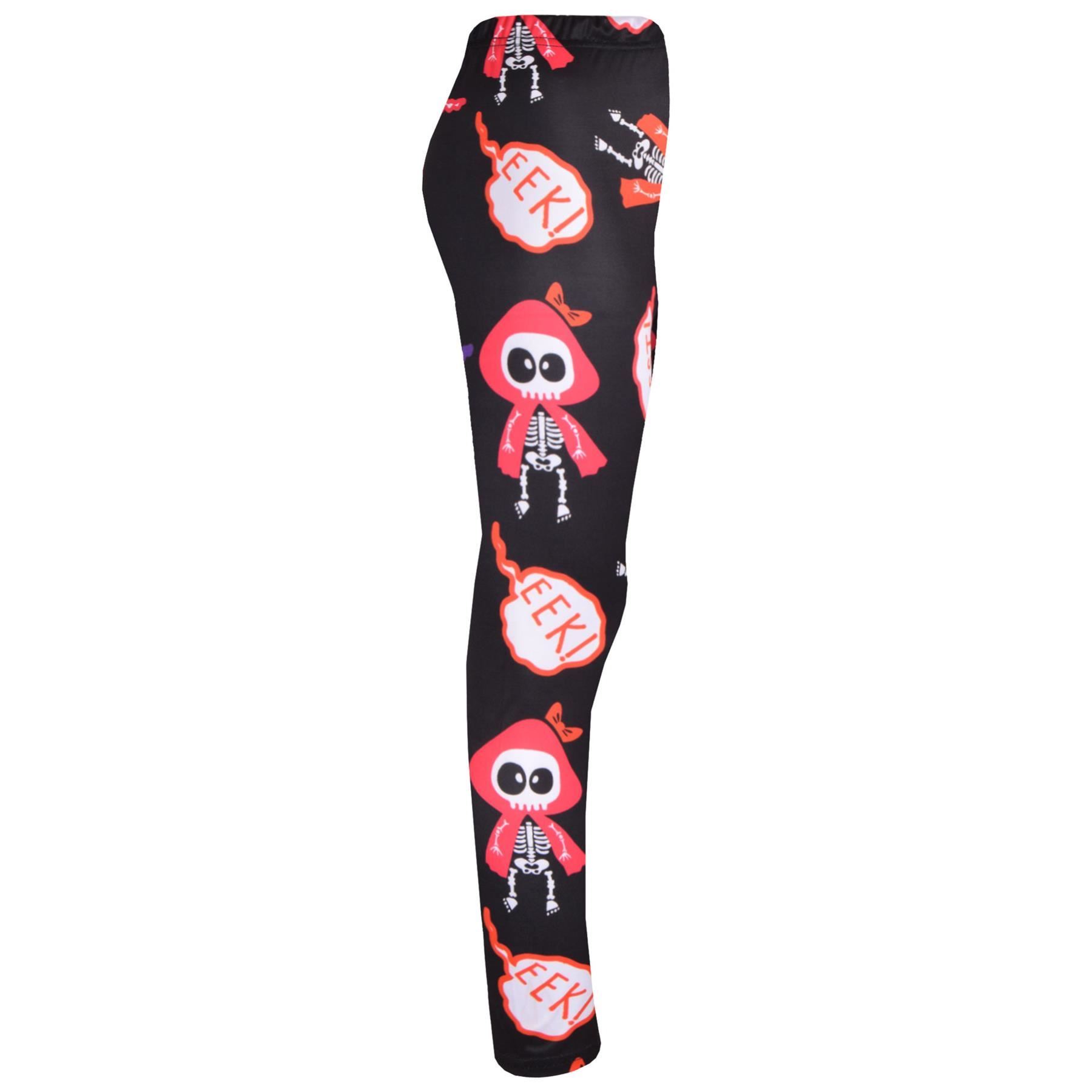 Niñas Halloween Leggings Telaraña Estampado Calavera Leggings Disfraz Elegante 3-13 Años - Imagen 8 de 43