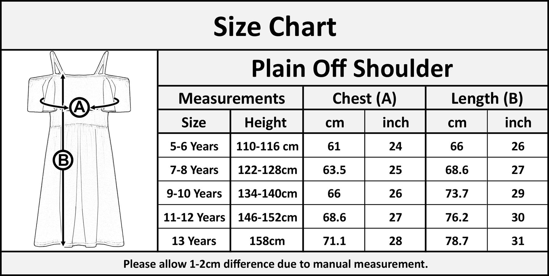 Girls Skater Dress Kids Plain Color Summer Party Off Shoulder Dresses 7-13 Yr - Picture 11 of 111