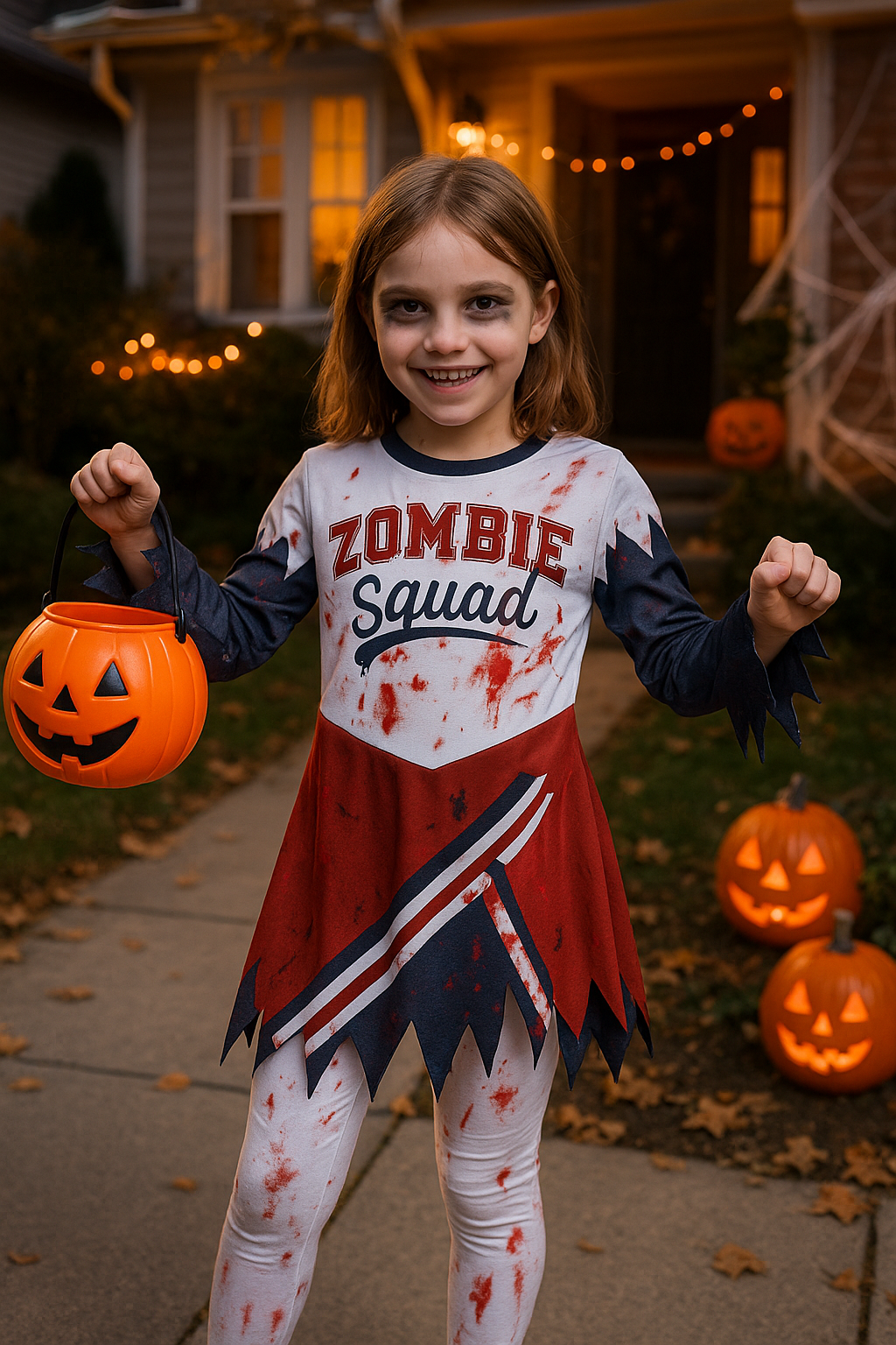 Kinder Mädchen Zombie Cheerleader Halloween Kostüm Halloween Partys Outfit - Bild 6 von 43
