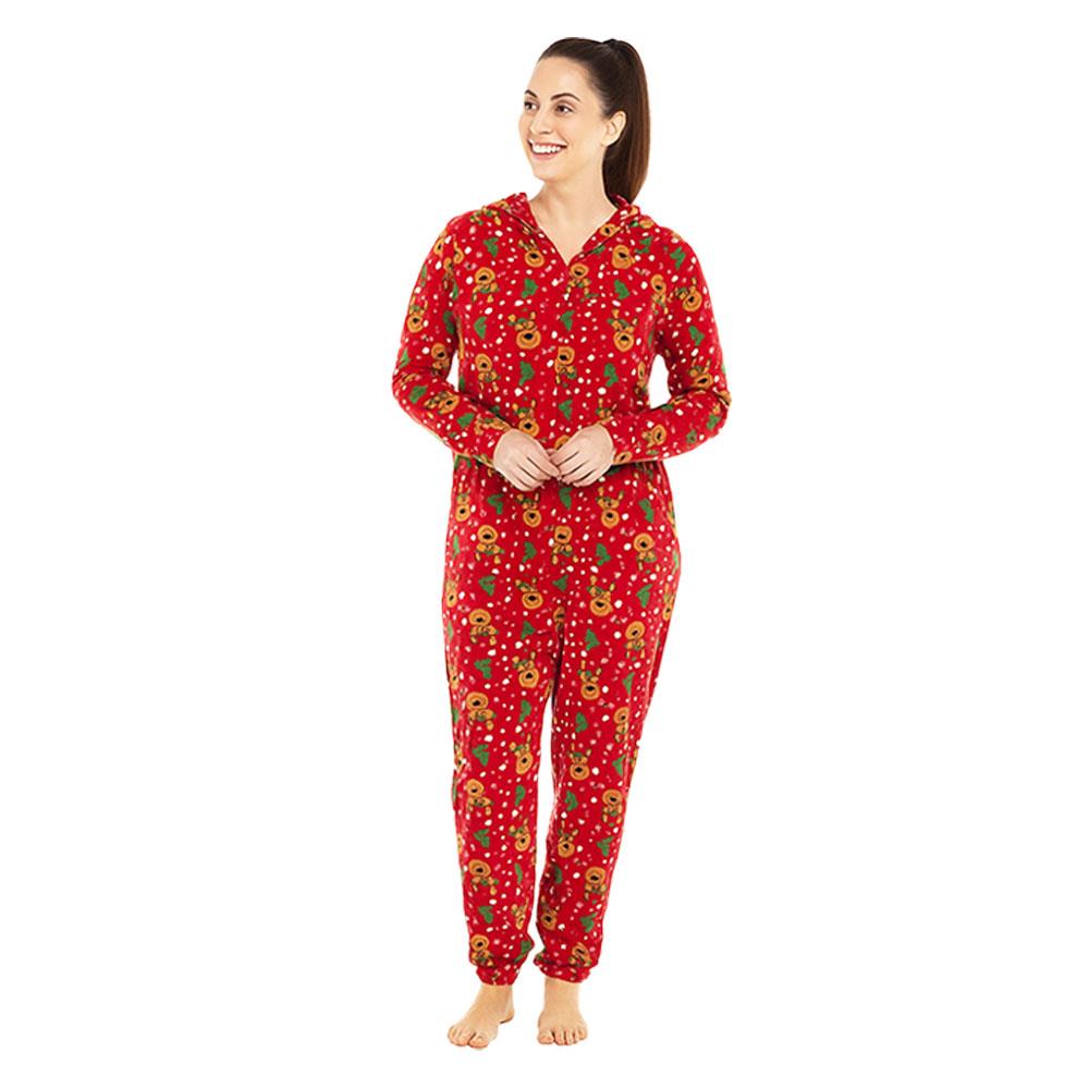 A2Z Hombres Mujeres Navidad Micro Vellón Con Capucha Suave Cálido Todo en Uno Pijama Festivo - Imagen 9 de 13