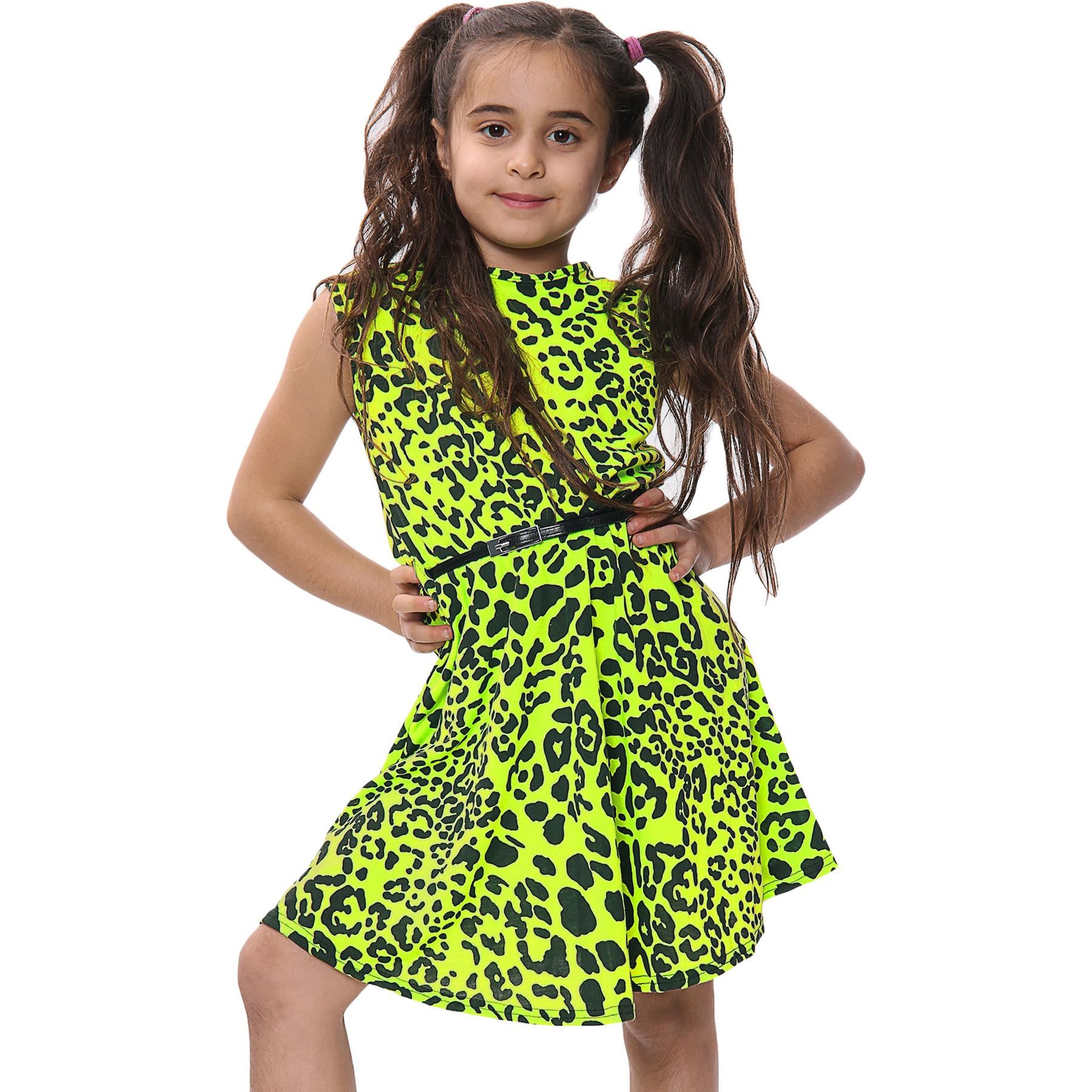 Girls Skater Dress Kids Party Dresses With Free Belt Age 7 8 9 10 11 12