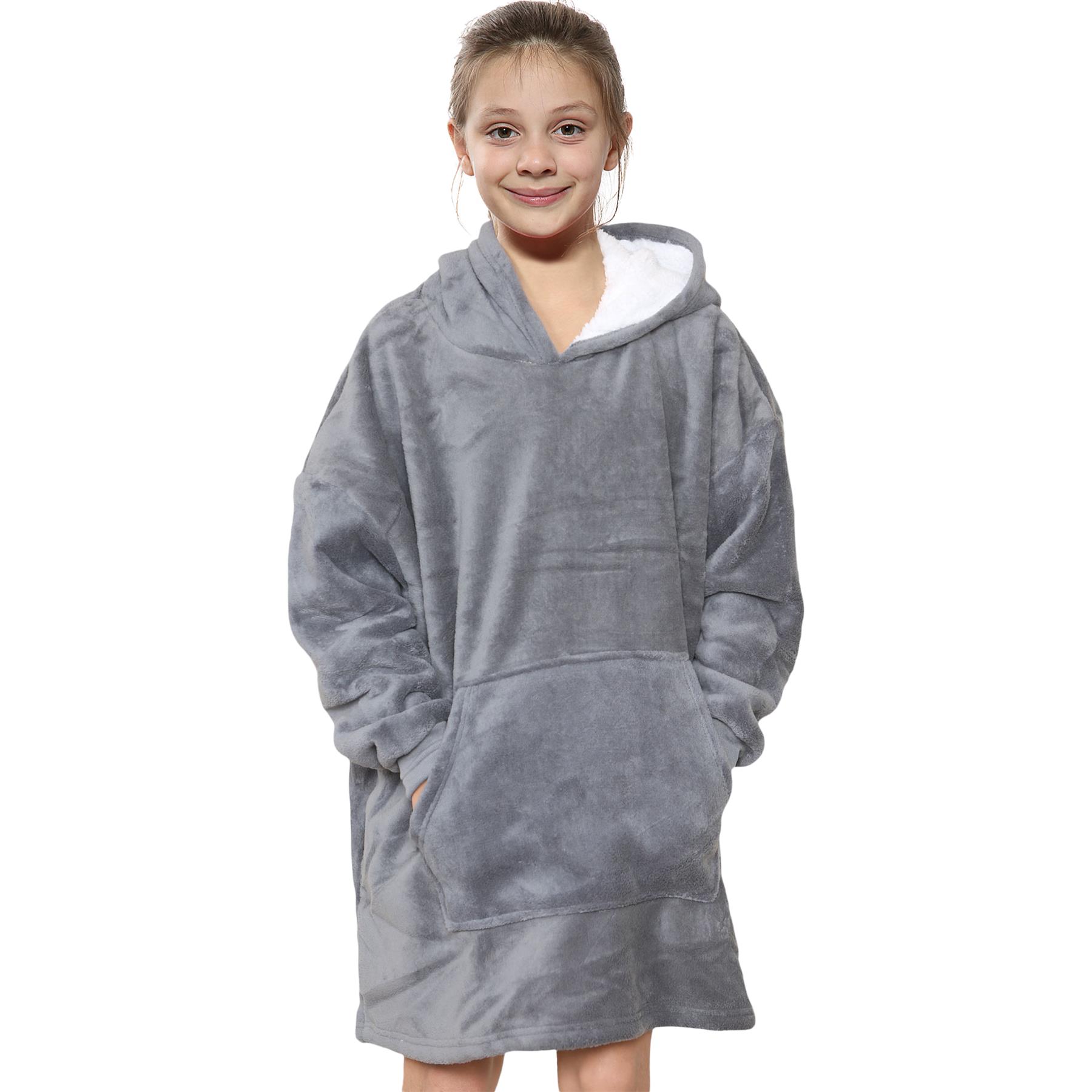 Kinder Mädchen Jungen Ultra Soft Oversized Hoodie Kuschel Plüsch Sherpa Fleece Futter - Bild 10 von 63