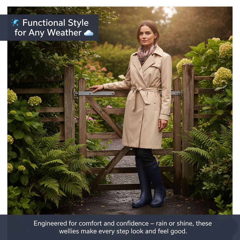 Botas Wellington de tacón ajustadas impermeables con hebilla ajustable para dama - Imagen 11 de 19