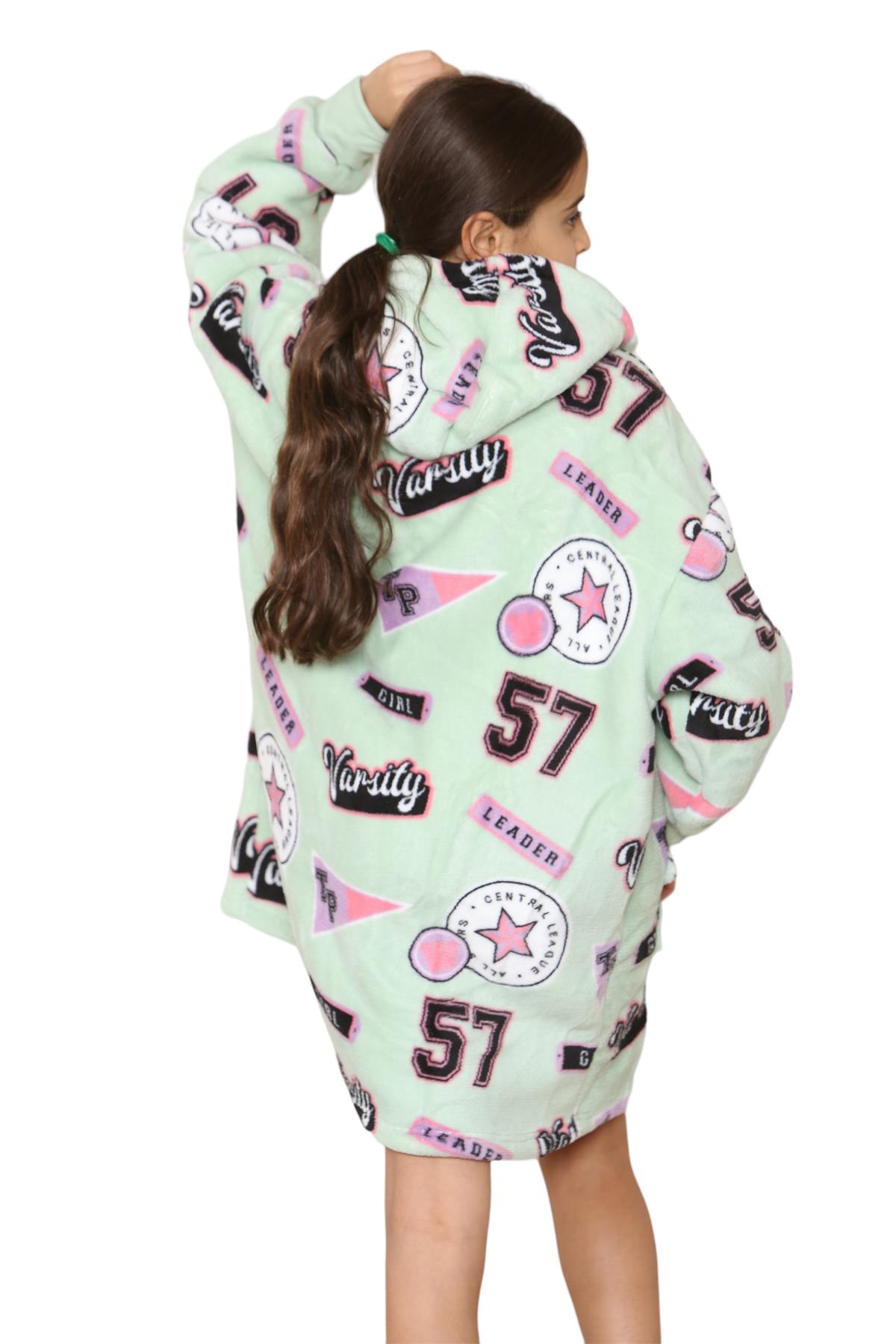 Kids Girls Boys Oversized Hoodie Animal Snuggle Blanket Super Soft Warm Fleece - Picture 46 of 47
