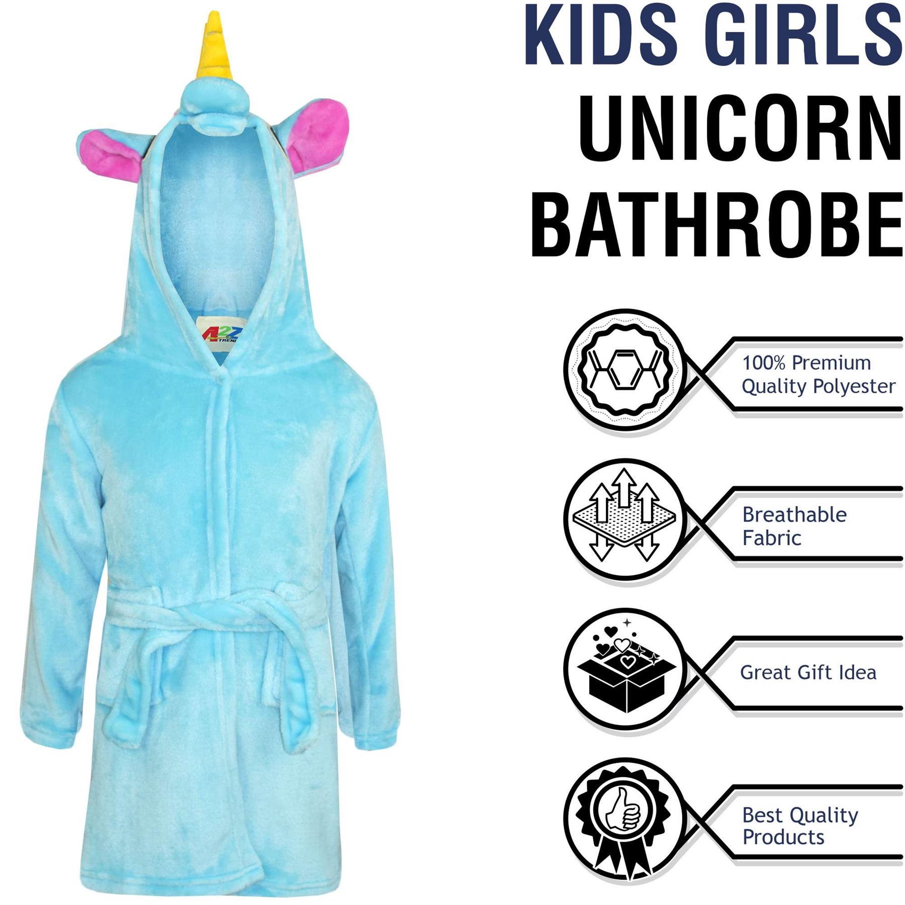 A2Z 4 Kids Super Soft 3D Animal Detail Dressing Gown Nightwear Hooded Robe 2-1 - Picture 18 of 154