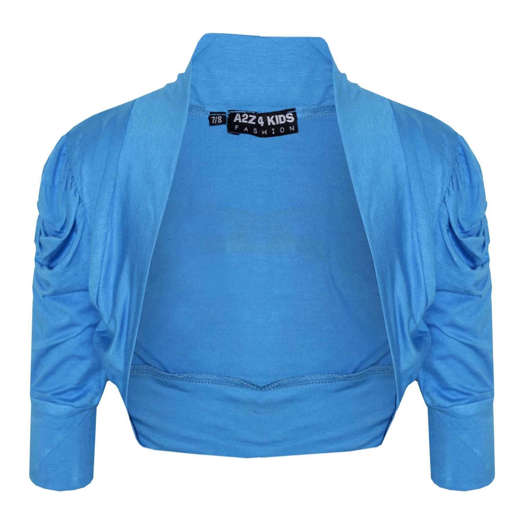 New Kids Girls Ruched Sleeve Stylish Shrug Bolero Cropped Cardigan 2-13 Years - Picture 48 of 51