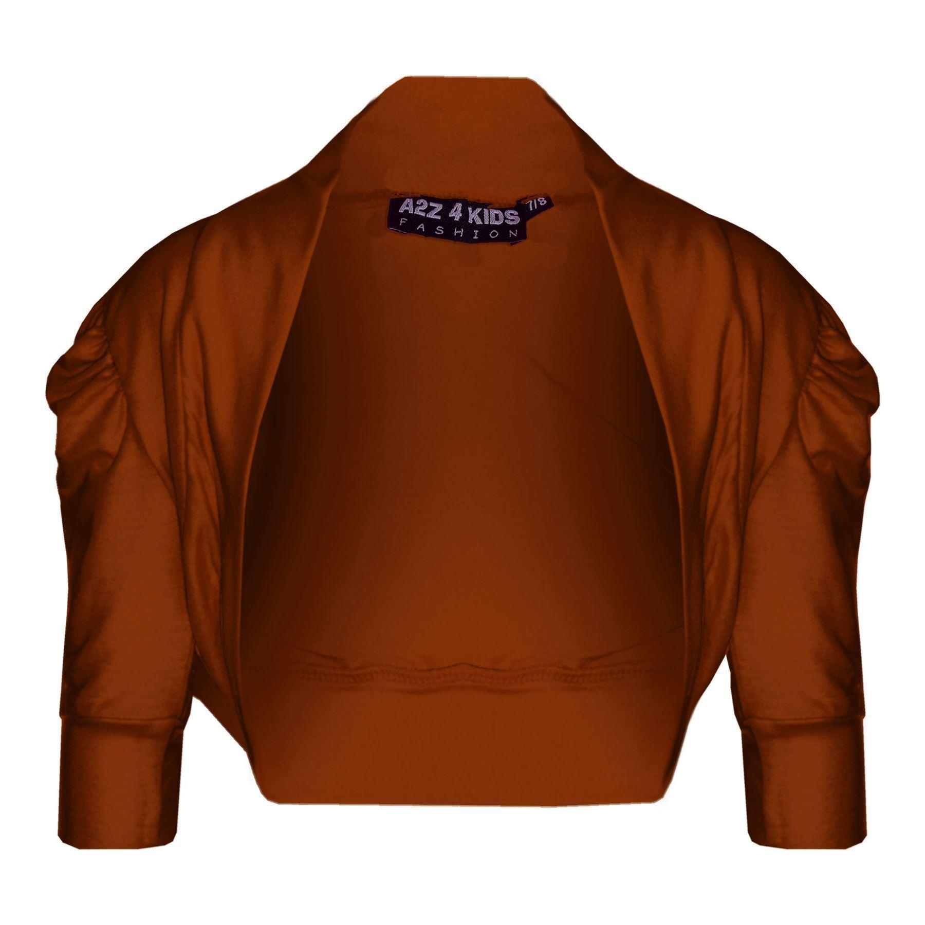 New Kids Girls Ruched Sleeve Stylish Shrug Bolero Cropped Cardigan 2-13 Years - Picture 8 of 51
