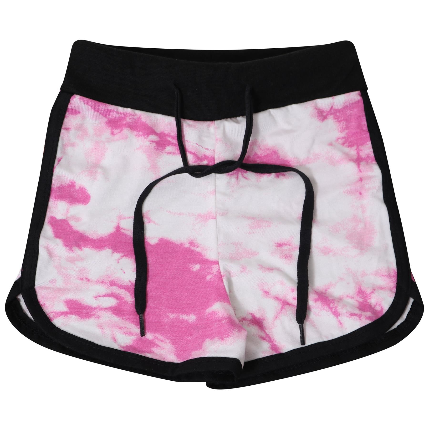 Kids Girls Shorts Gym Sports Tie Dye Pink Print Summer Hot Pant Shorts 5-13 Yrs - Picture 3 of 7