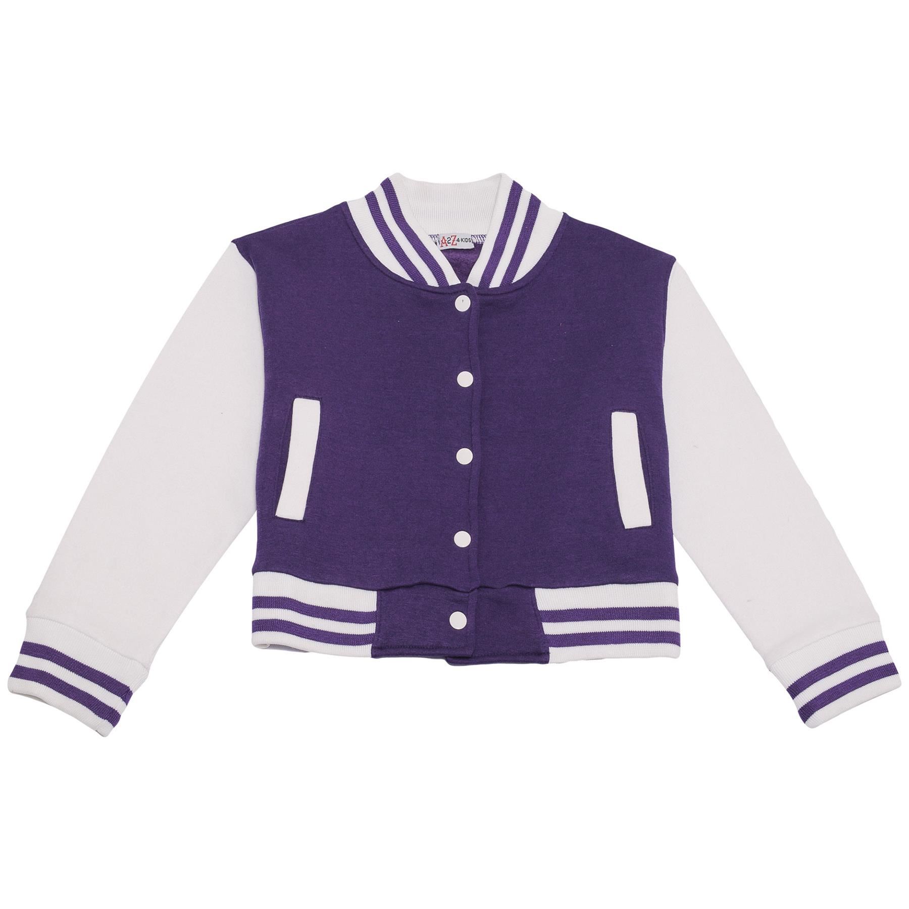Kids B.B Plain Jacket Varsity Style Long Sleeve Coat Girls Boys Age 2-13 Years - Picture 66 of 106