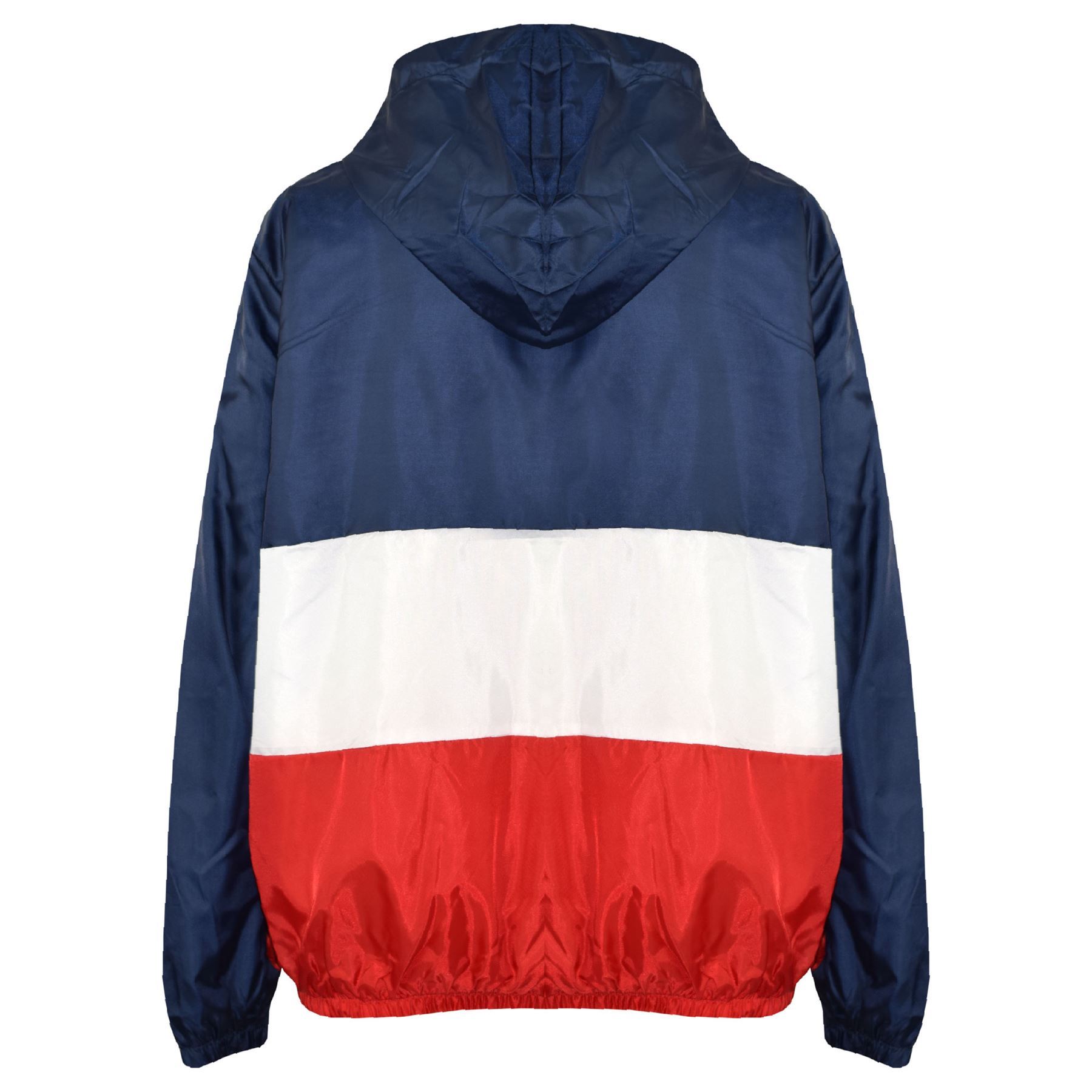 Kids Girls Boys Windbreaker Contrast Panel Navy Hooded Jackets Rain Mac Raincoat