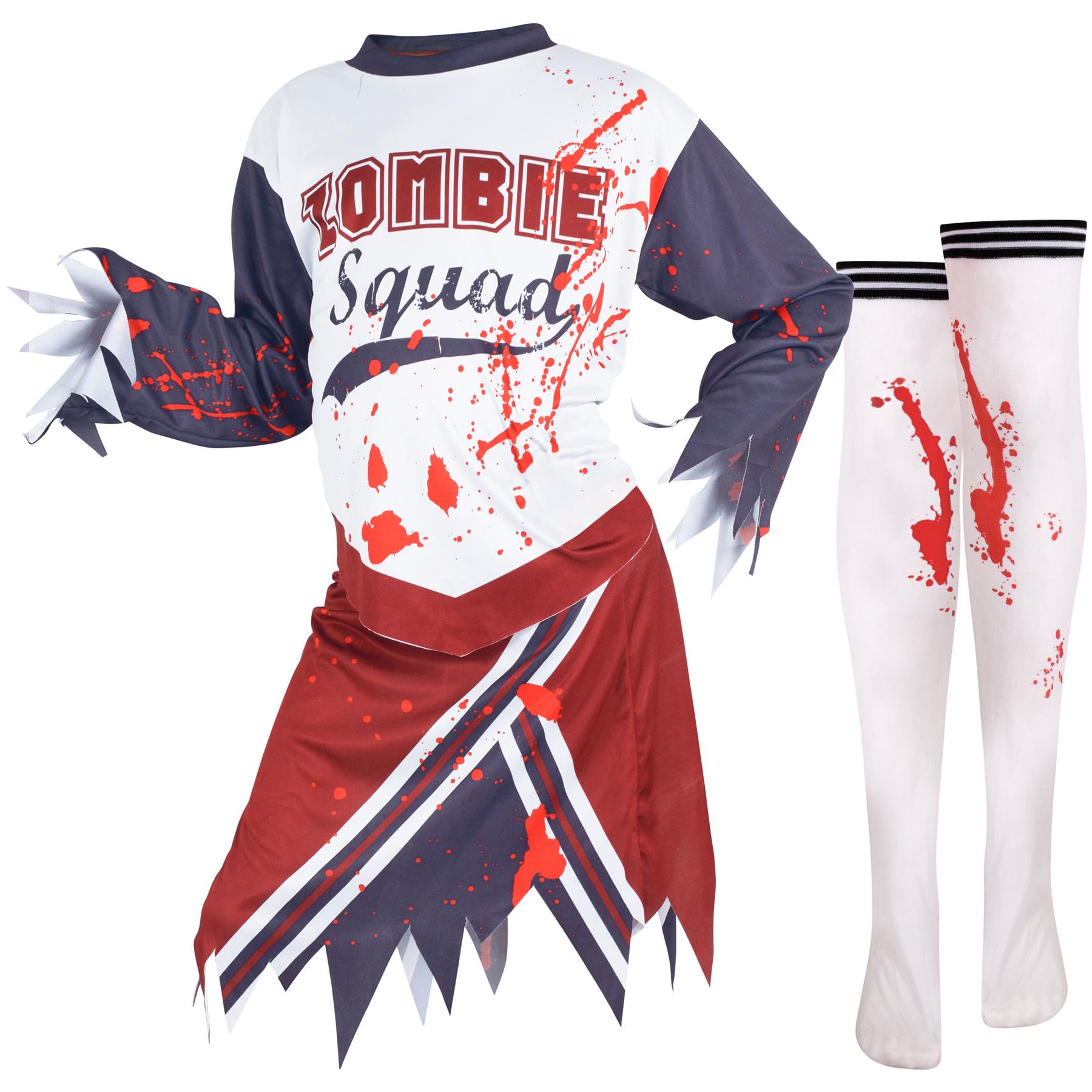Kinder Mädchen Zombie Cheerleader Halloween Kostüm Halloween Partys Outfit - Bild 35 von 43