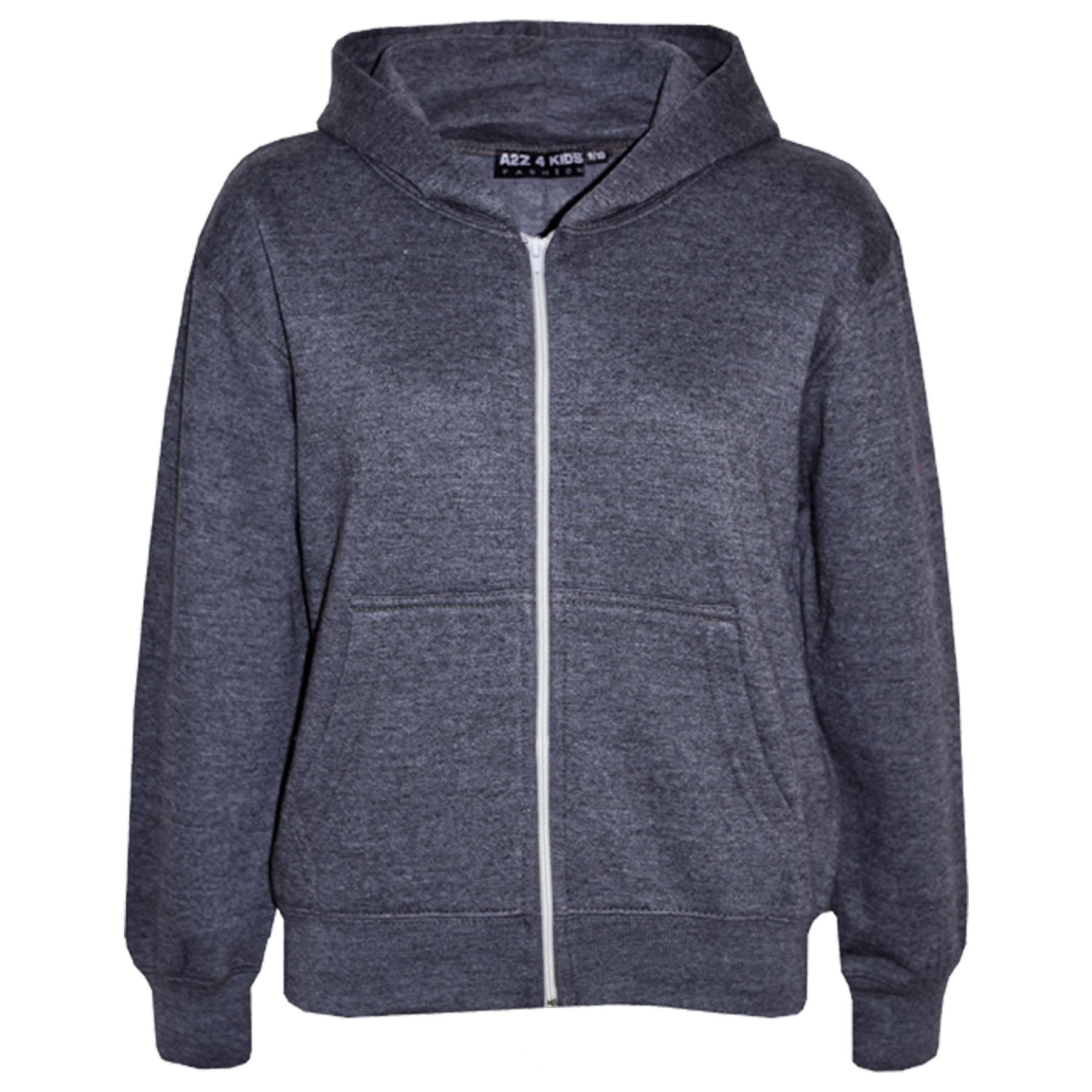 Kids Classic Plain & Tie Dye Print Full Zip-Up Soft Hooded Zipper Jacket 2-13Yrs - Picture 40 of 128