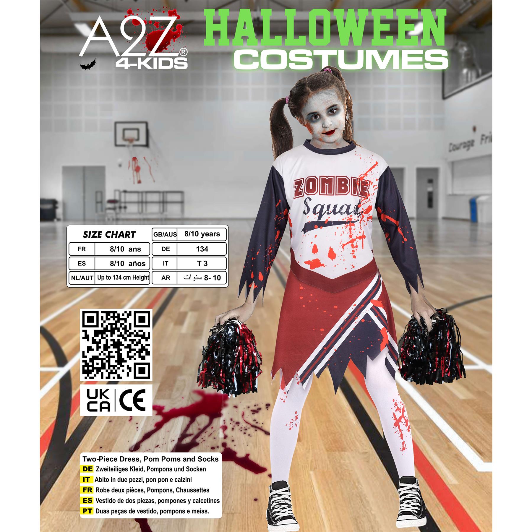 Kinder Mädchen Zombie Cheerleader Halloween Kostüm Halloween Partys Outfit - Bild 32 von 43