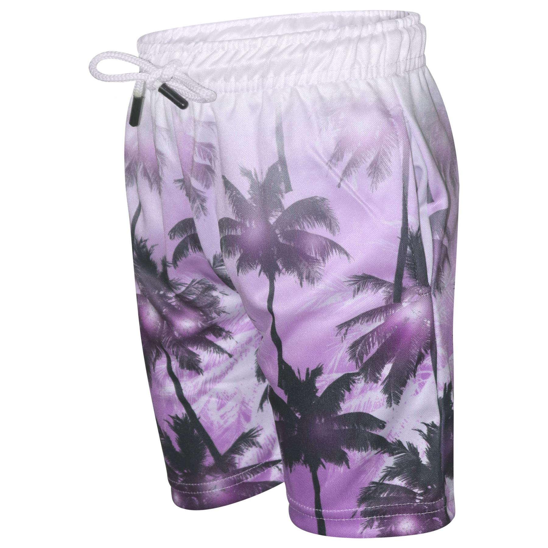 Kids Tropical Palm Purple Trees Top & Shorts Set Gradient Colour Girls