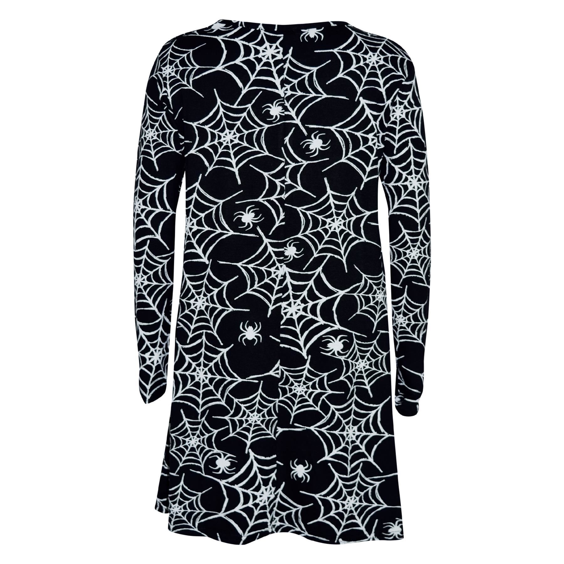 Girls Halloween Dresses Spider Web Skater Swing Dress Fancy Costume Legging - Picture 13 of 15