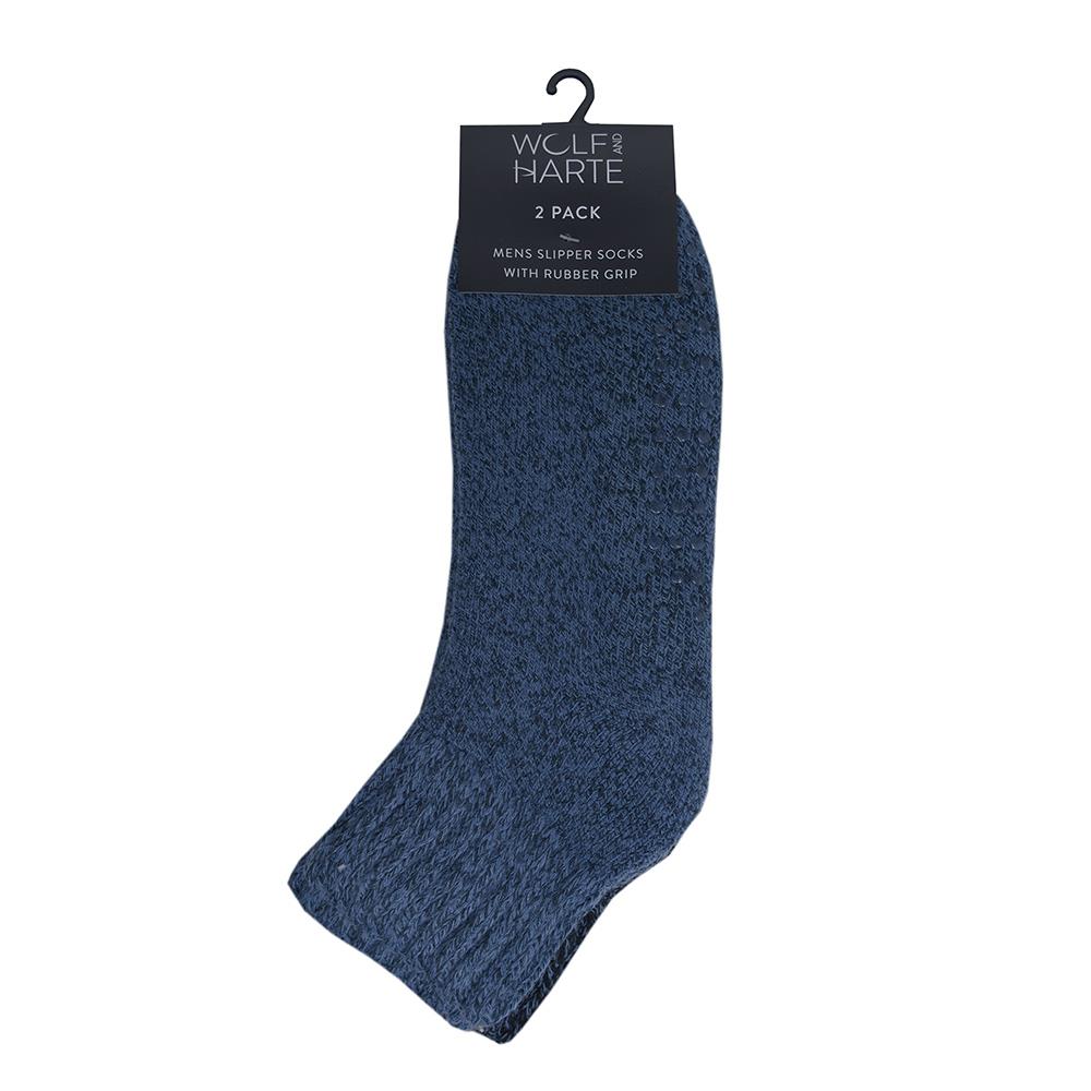 A2Z Mens 2 Pack Slipper Grip Sock Non Slip Comfortable For Daily Wear Cosy Socks - Picture 4 of 6
