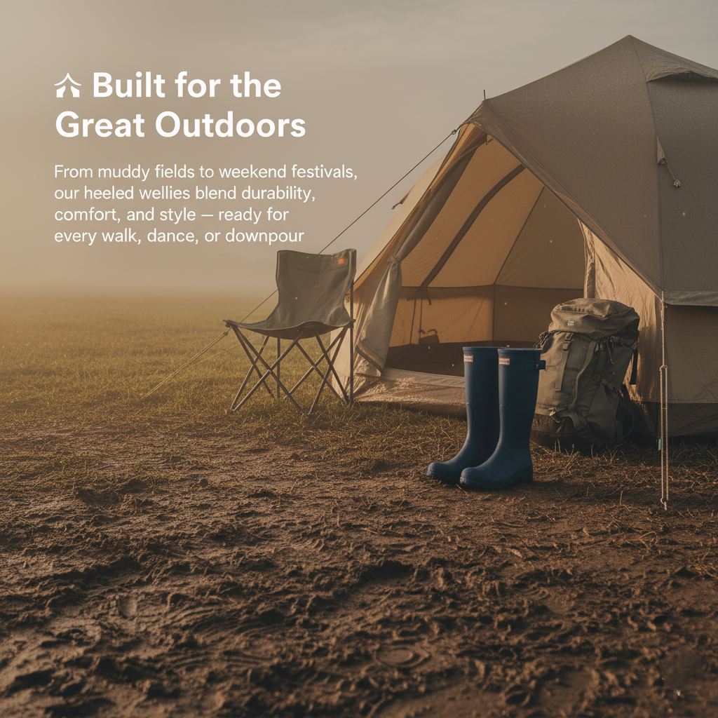 Botas Wellington de tacón ajustadas impermeables con hebilla ajustable para dama - Imagen 13 de 19