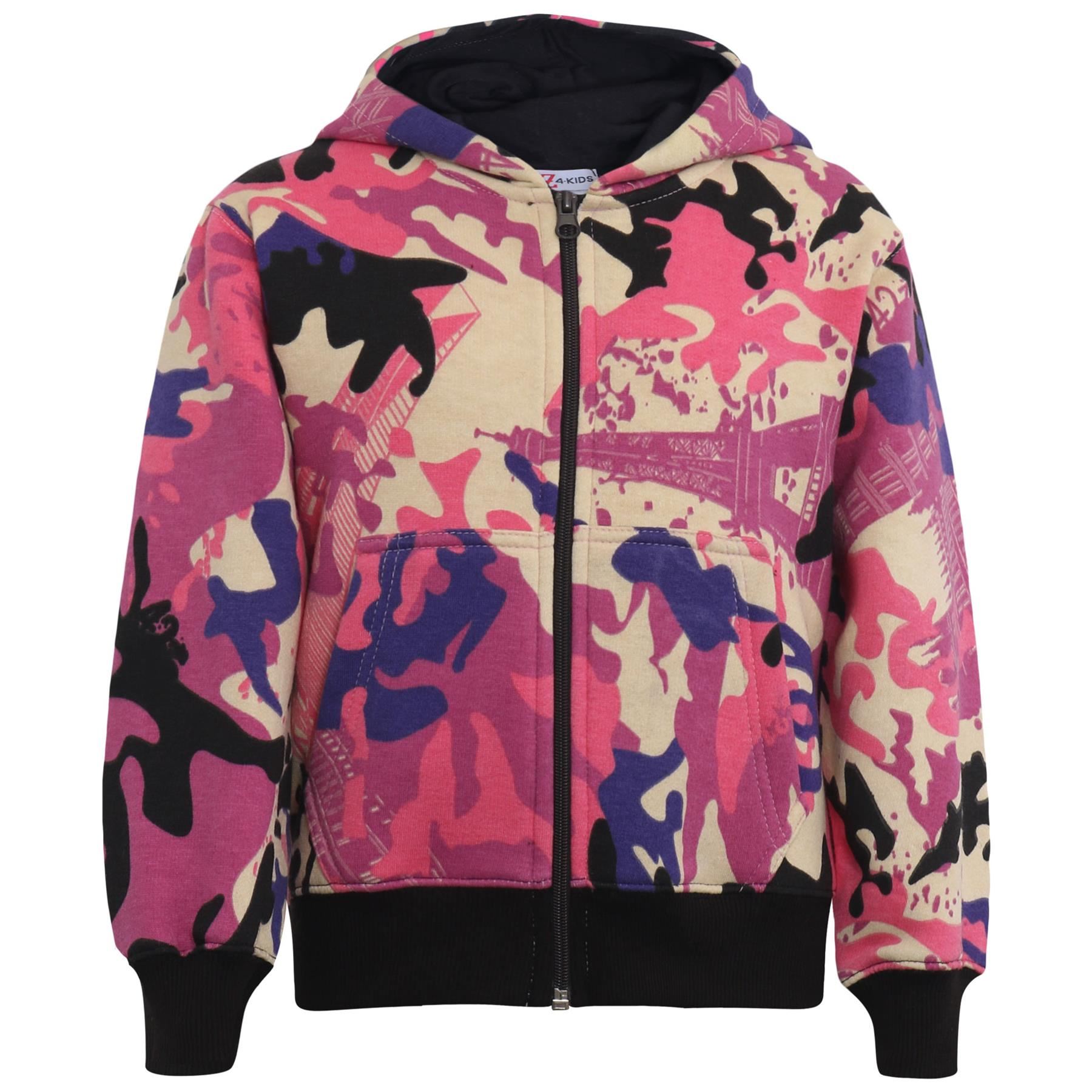 Kids Classic Plain & Tie Dye Print Full Zip-Up Soft Hooded Zipper Jacket 2-13Yrs - Picture 18 of 128
