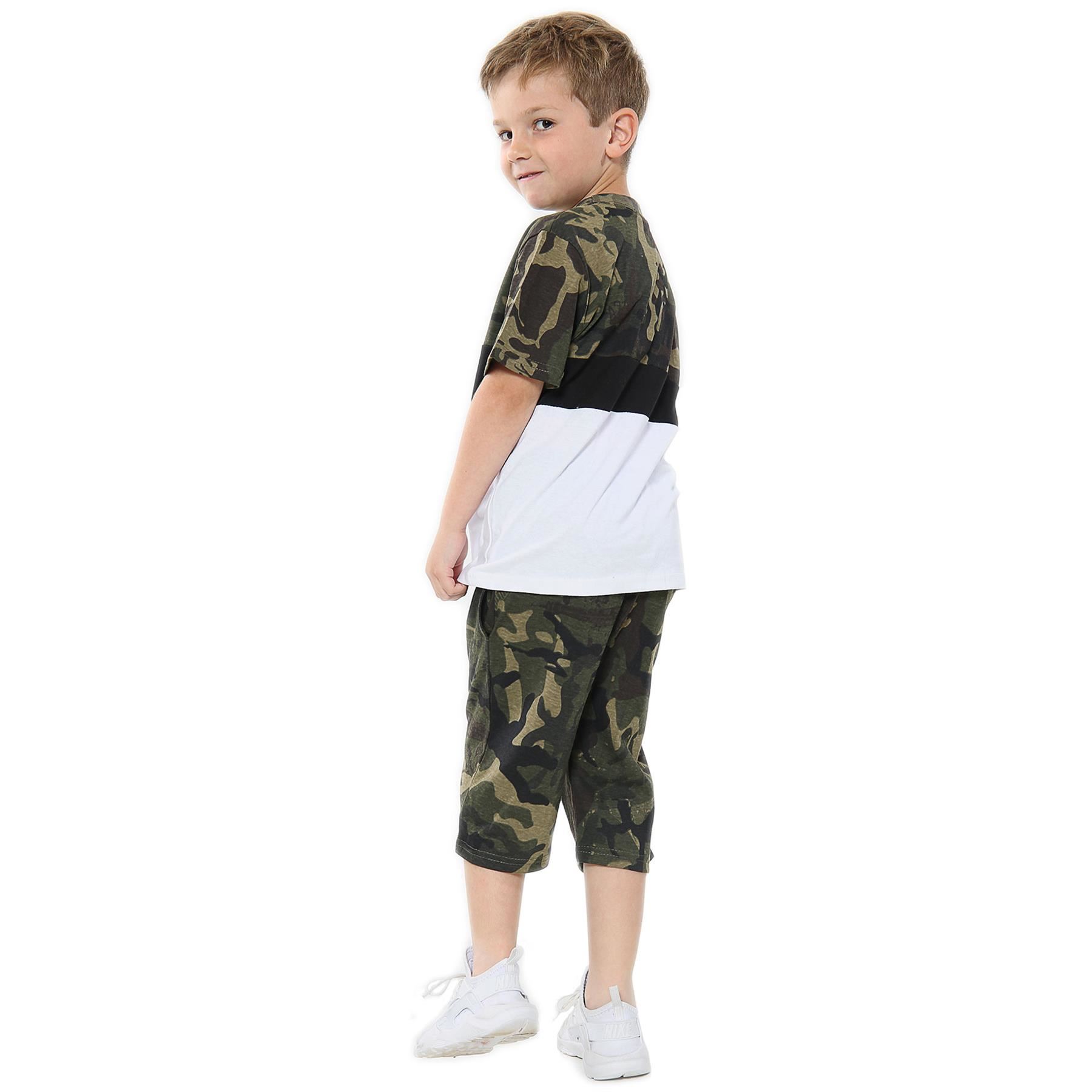 Juego de camisetas y pantalones cortos con panel de contraste de color para niños ropa de verano niñas niños de 5-13 años - Imagen 23 de 41