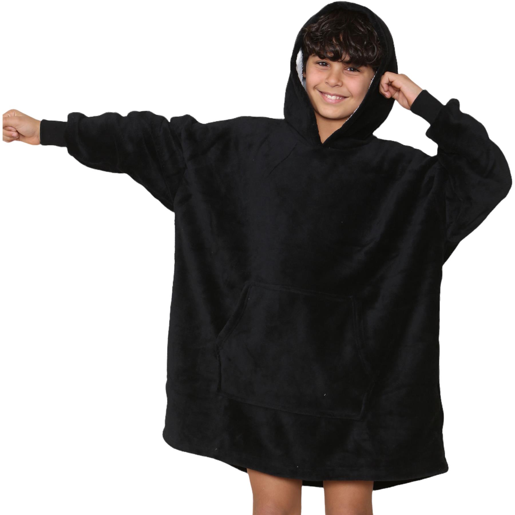 Kinder Mädchen Jungen Ultra Soft Oversized Hoodie Kuschel Plüsch Sherpa Fleece Futter - Bild 3 von 63