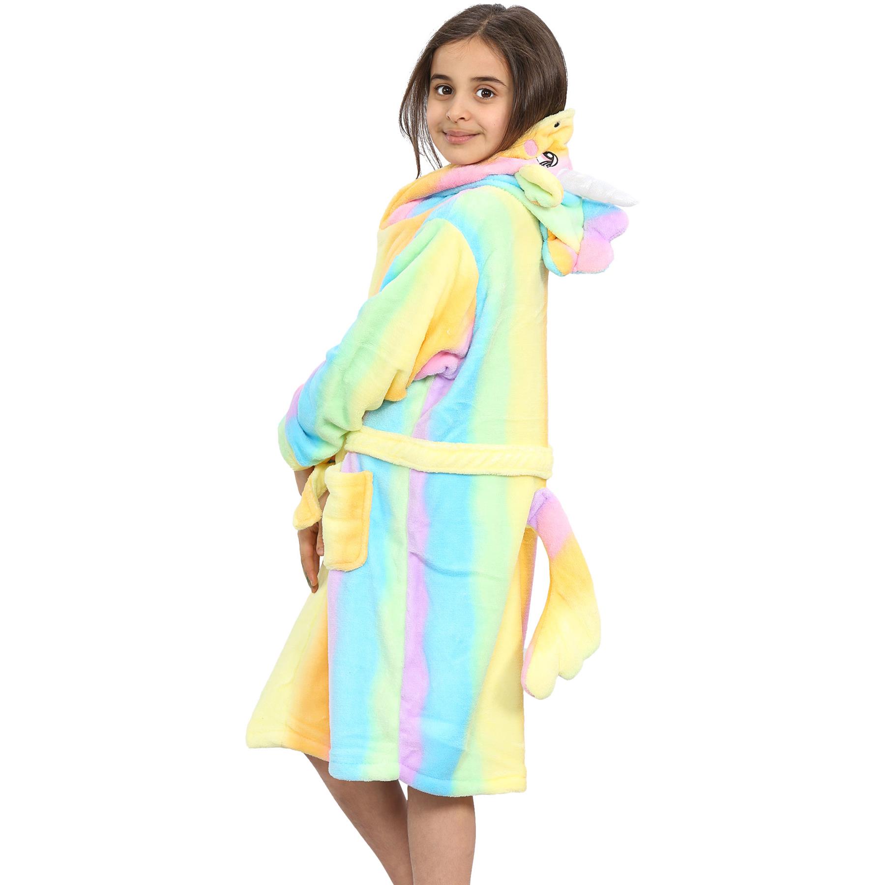 A2Z 4 Kids Super Soft 3D Animal Detail Dressing Gown Nightwear Hooded Robe 2-1 - Picture 108 of 154