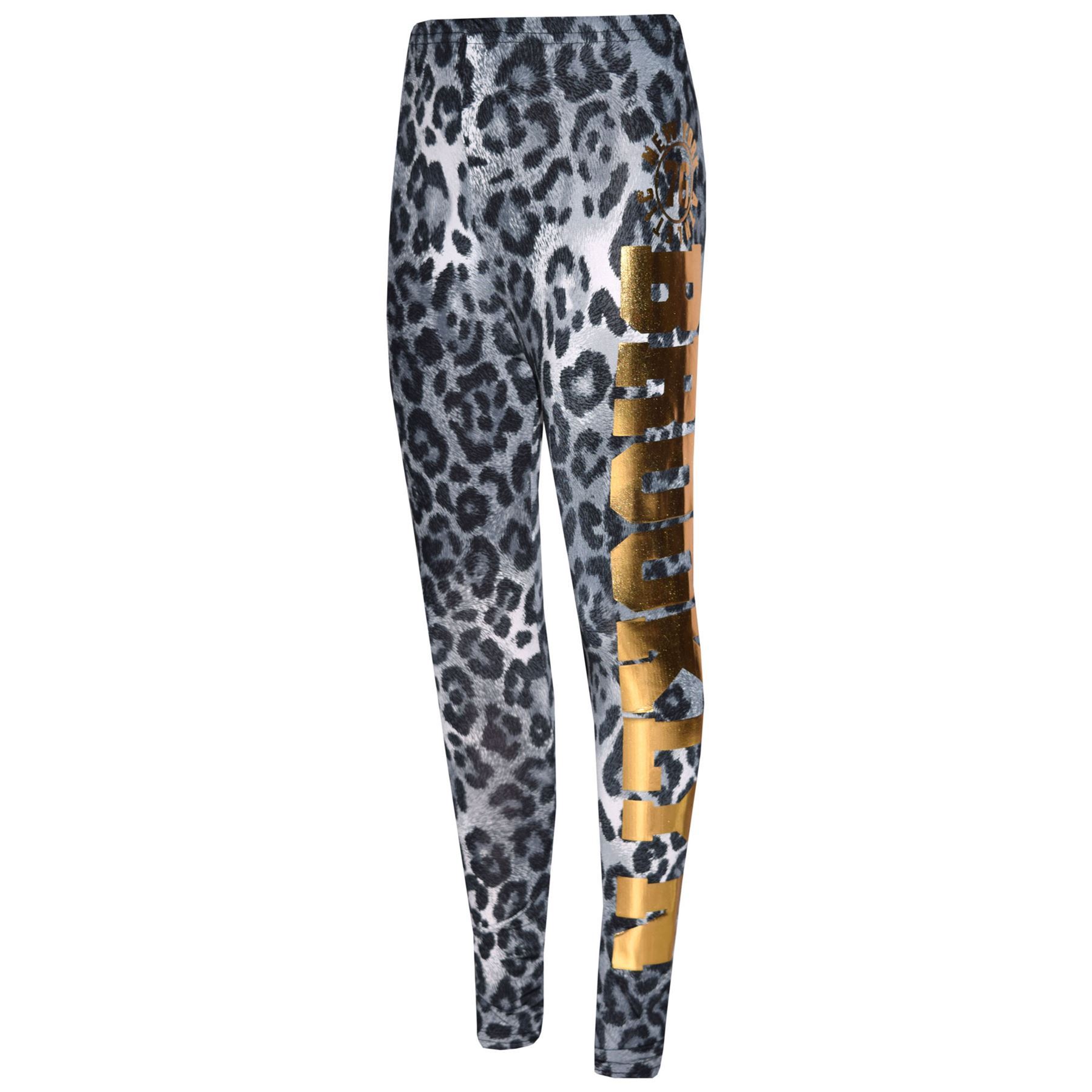 Girls Tops Kids Brooklyn 76 Leopard Print Hooded Crop Top Legging Loungewear Set - Picture 13 of 16
