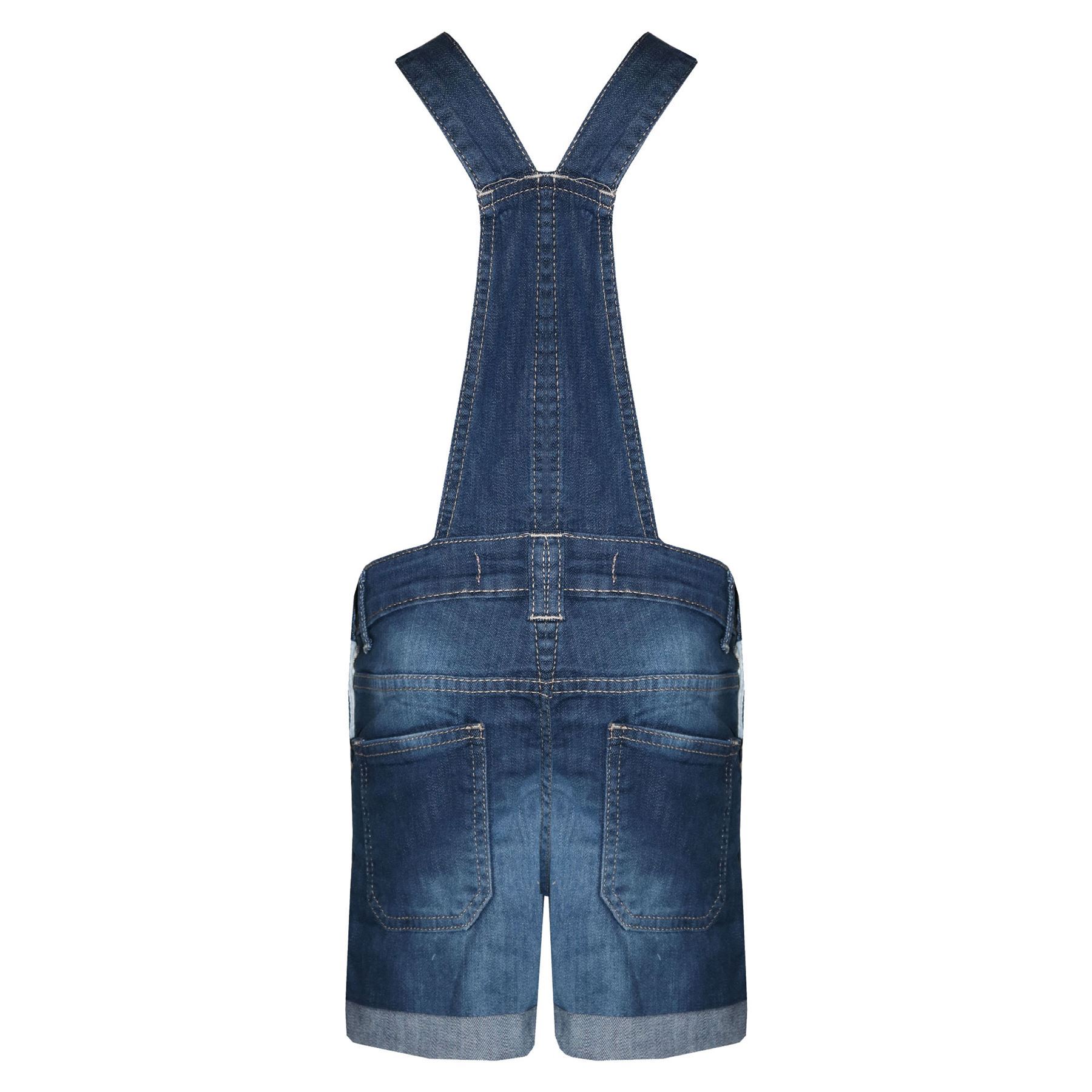 thumbnail image 2 of Girls Denim Dungaree Shorts Jumpsuit – Stretch, All-in-One Playsuit For Ages 7-13 Years, Black 2 of 4