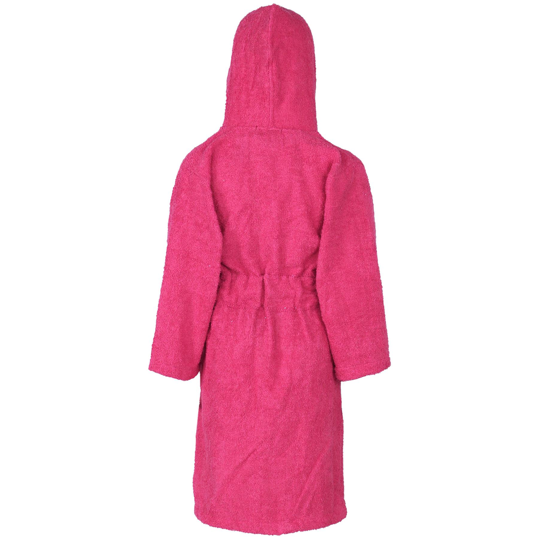 A2Z 4 Kids Girls 100 Cotton Pink Hooded Bathrobe Terry Towelling