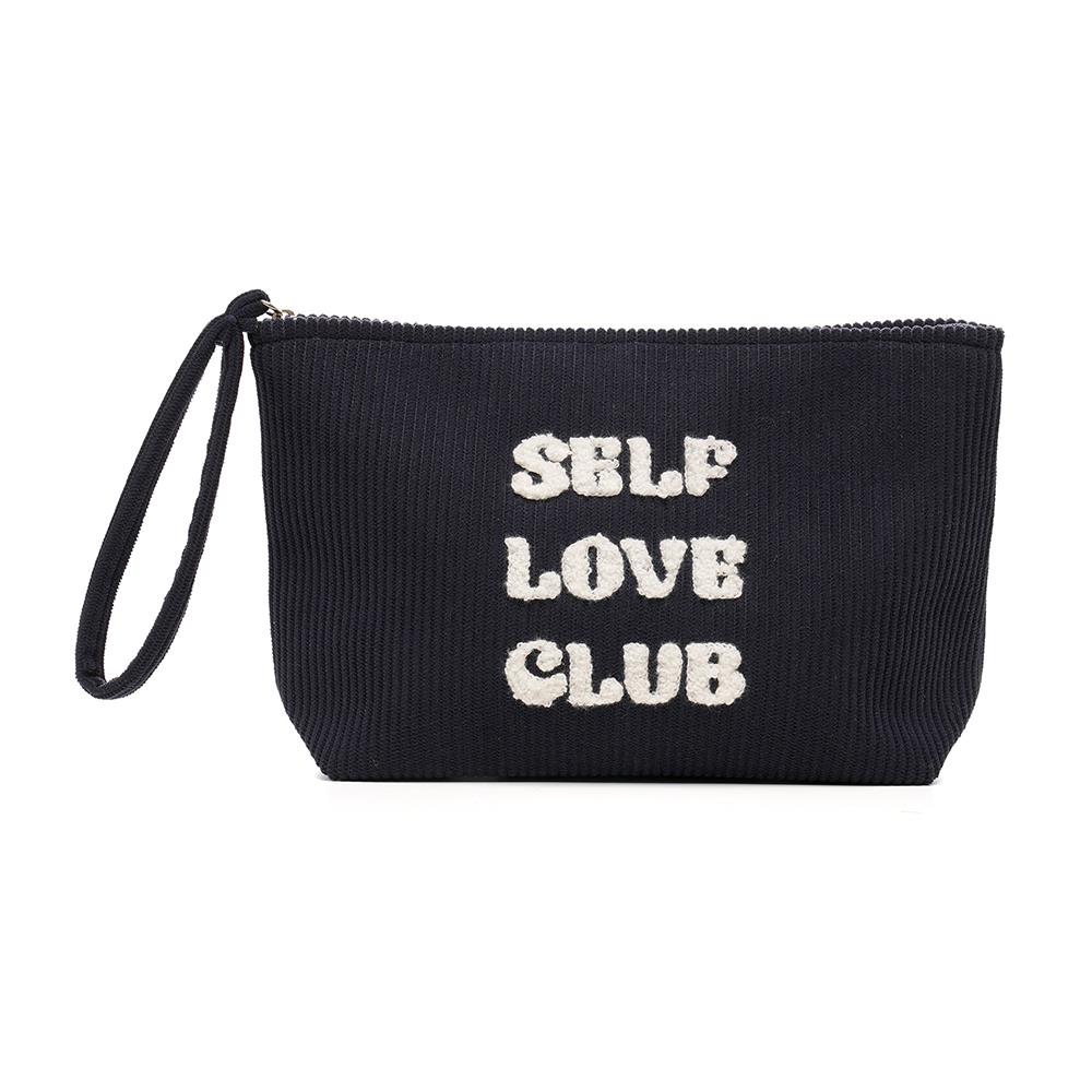 A2Z Self Love Club Corduroy Pouch for Women & Girls Soft Textured Makeup Bag