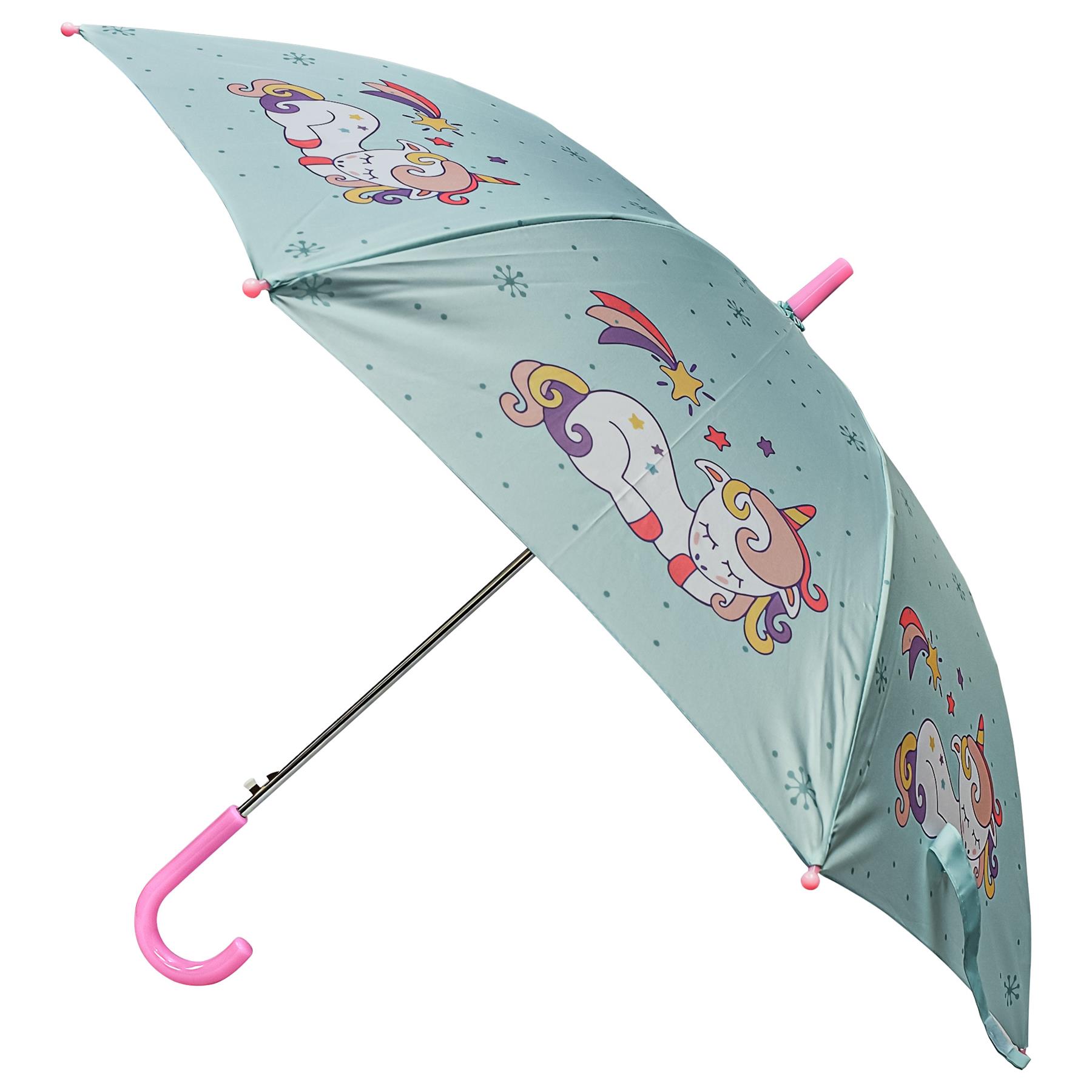 Kids Unicorn Umbrella Walking Umbrellas Wind Waterproof Brolly J-Stick Canopy - Picture 4 of 6