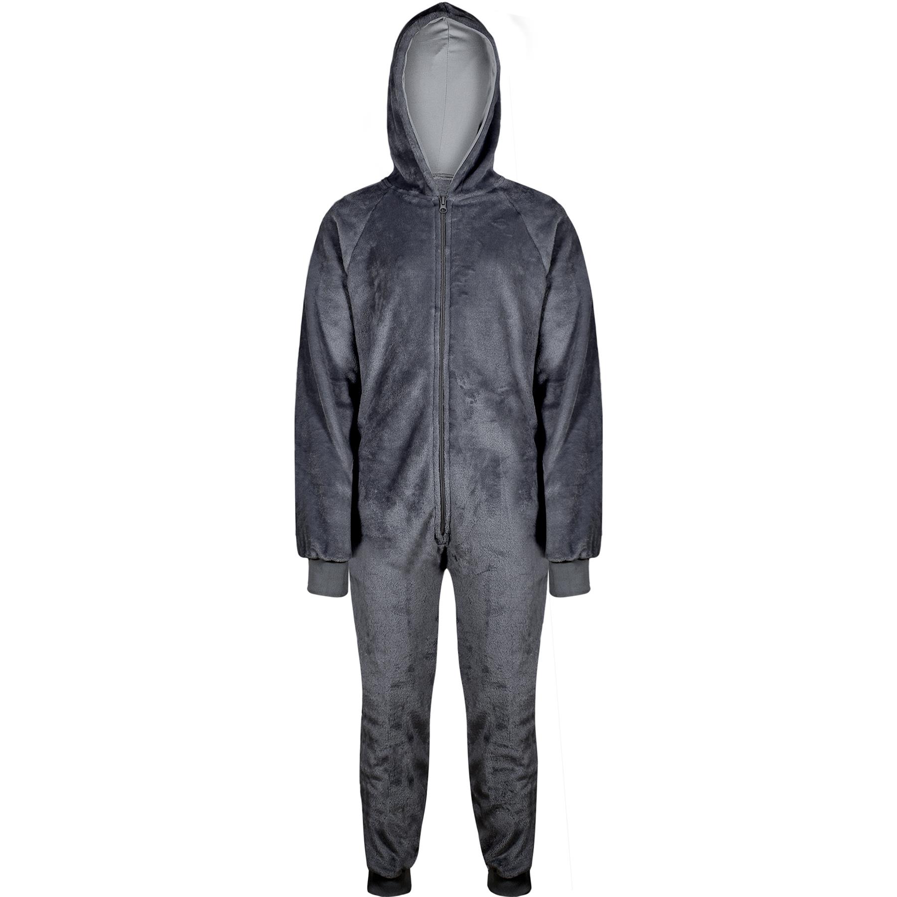 Kids Girls Boys Plain Fleece A2Z Onesie One Piece Hooded All In One Jumpsuit - Picture 8 of 27