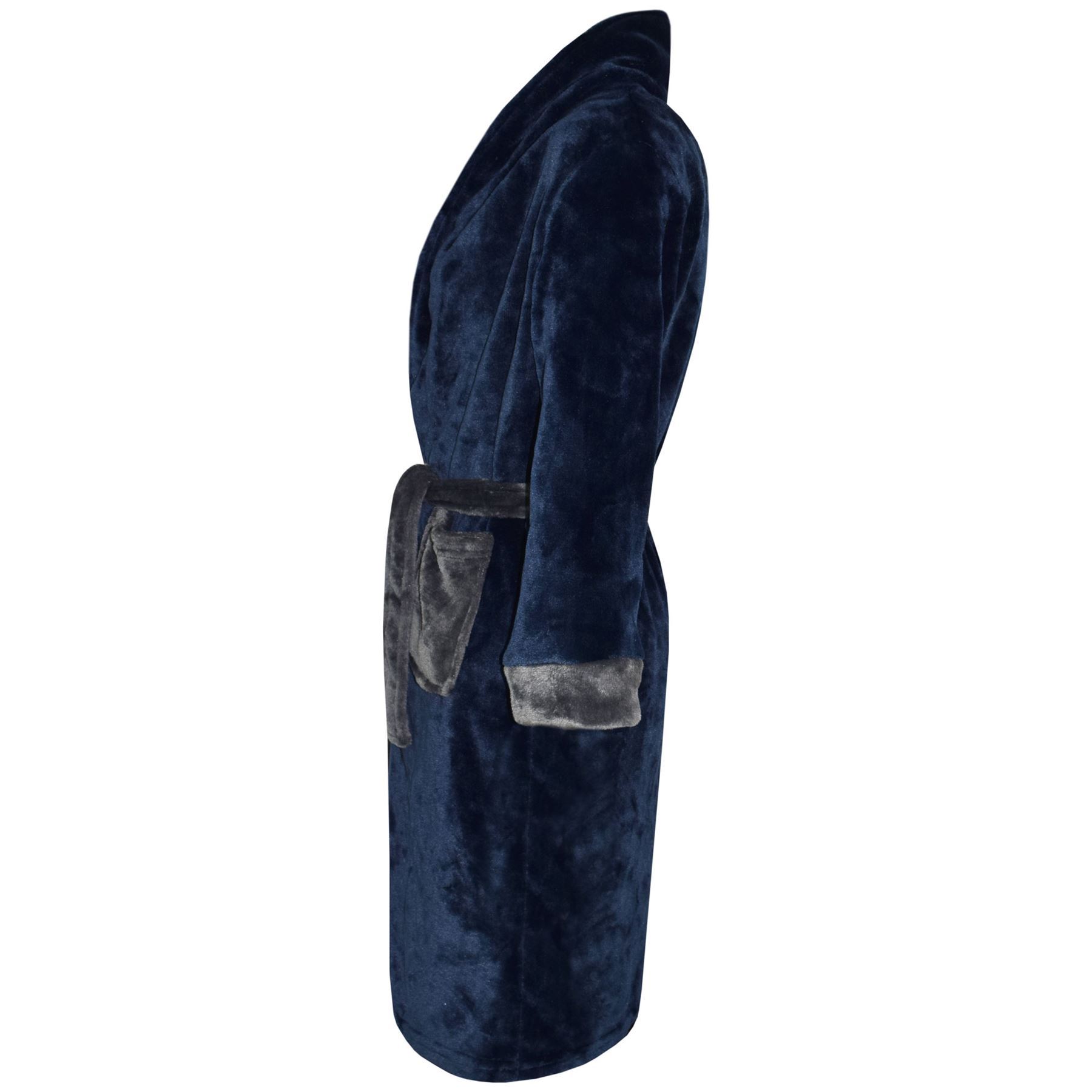 Kids Girls Boys Bathrobes Plain Navy Dressing Gown Night Lounge Wears 2-13 Years