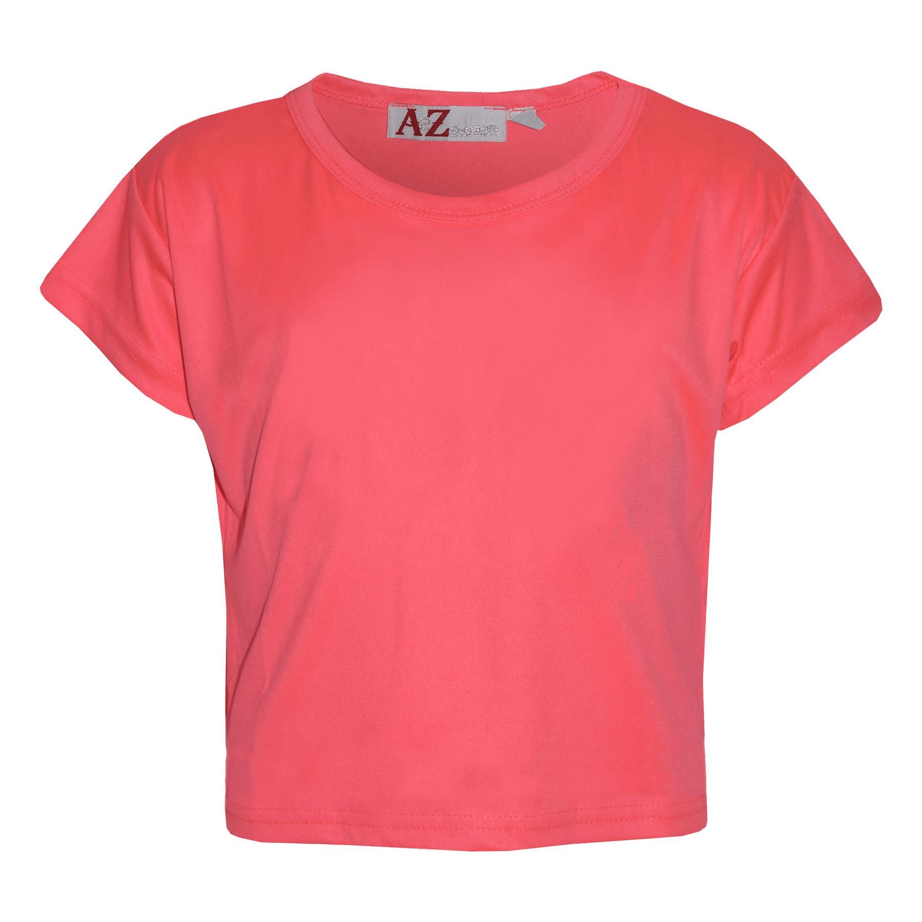Crop Top Fille 100% Polyester - T-shirt Manches Courtes Confortable, Taille 5-13 Ans - A2Z 4 Kids