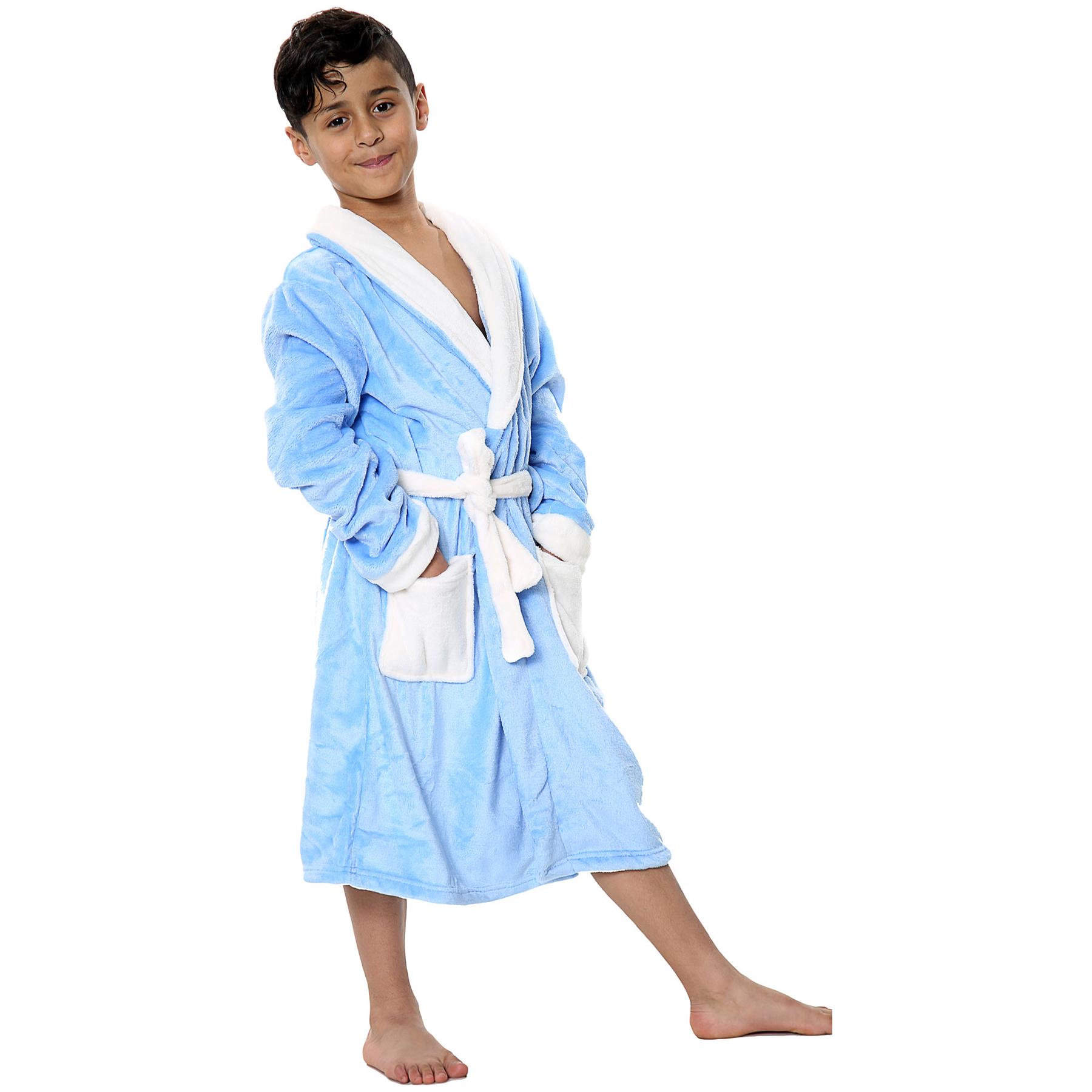 Kids Girls Boys Bathrobe Designer Plain Dressing Gown Night Lounge Wear