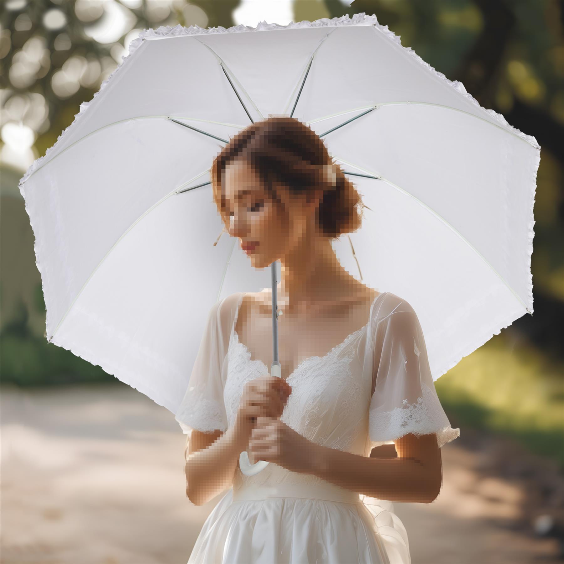 A2Z Damen Braut Regenschirm Hochzeit Brolly Doppel Rüschen Spitze Walking Kuppel Baldachin - Bild 13 von 24