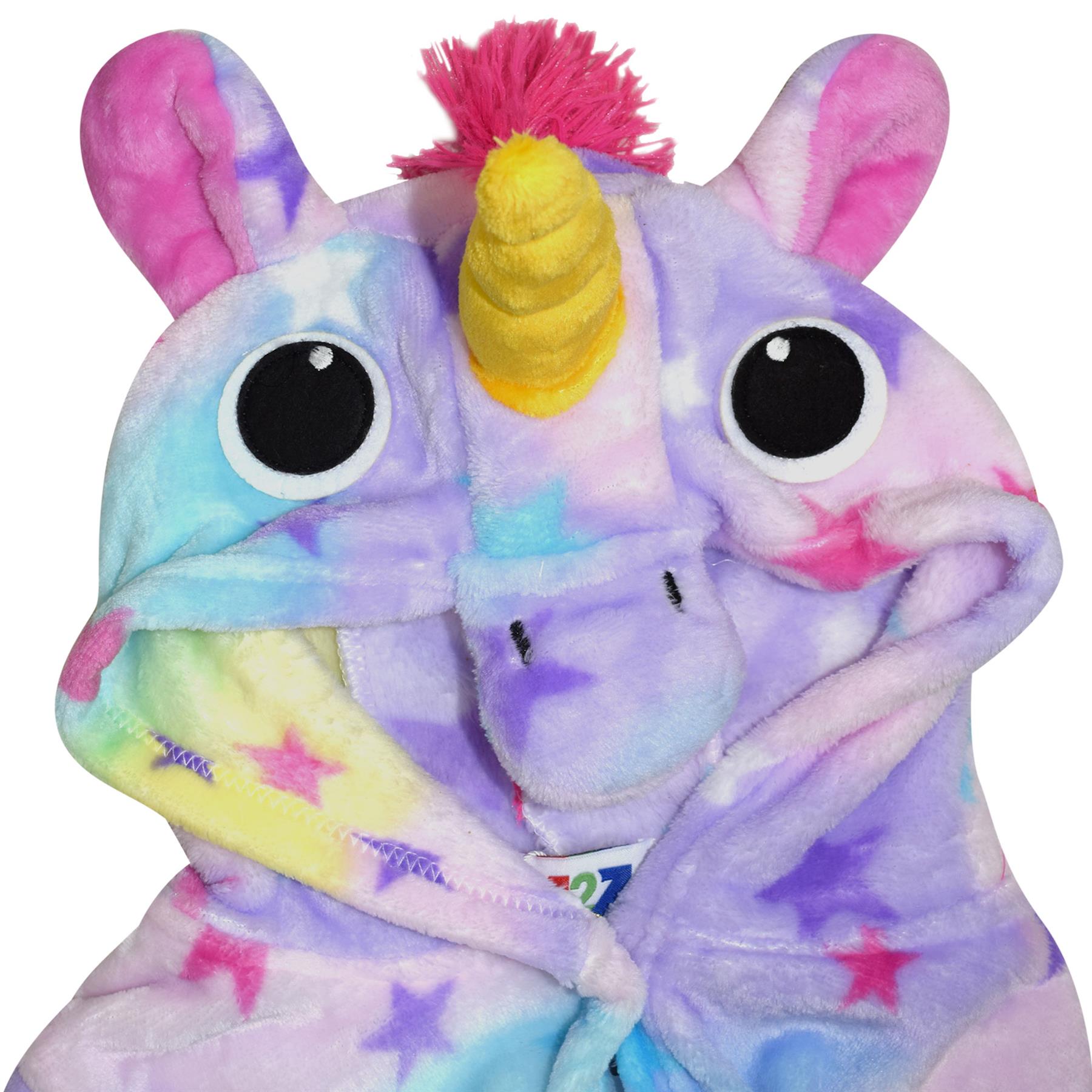 A2Z 4 Kids Super Soft 3D Animal Detail Dressing Gown Nightwear Hooded Robe 2-1 - Picture 132 of 154