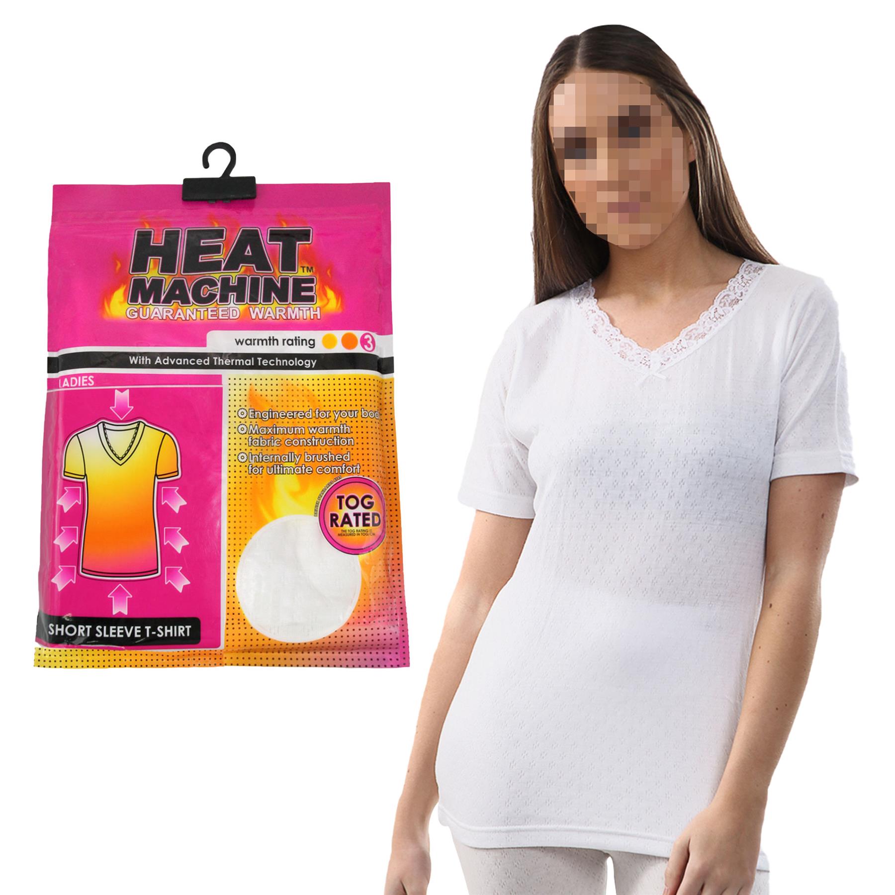 Ladies Thermal Vests Women Tog Pointelle Extra Warm Short Sleeve Thermal T Shirt - Picture 4 of 4