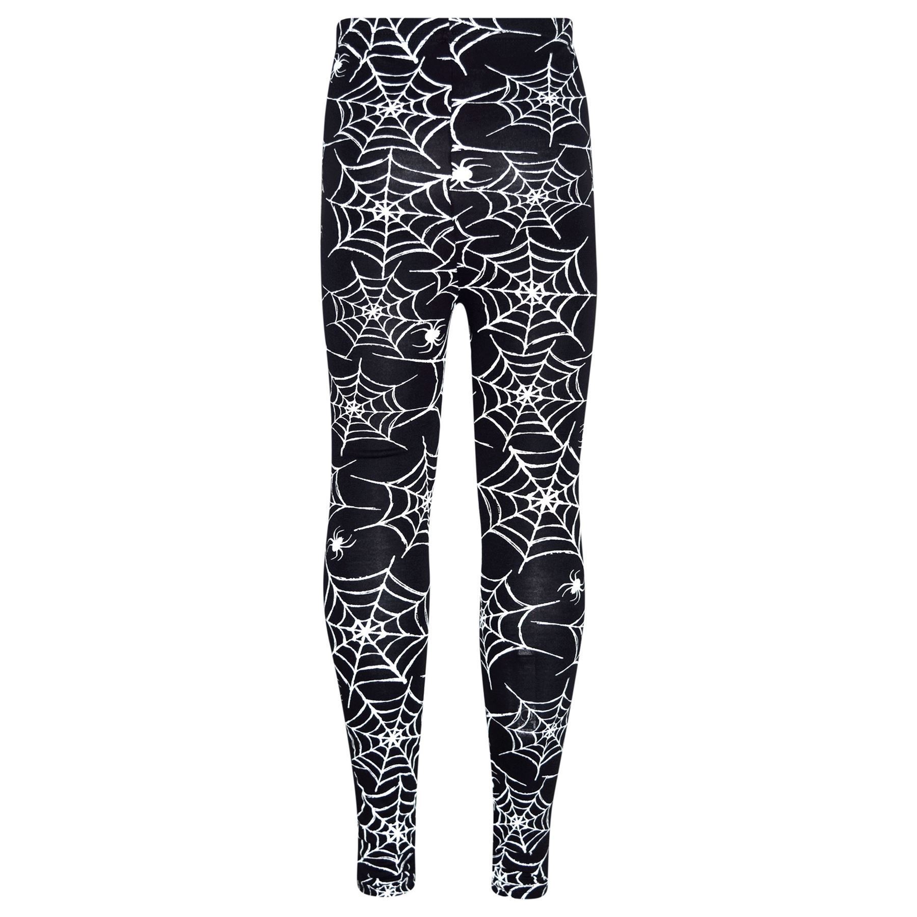 Girls Halloween Dresses Spider Web Skater Swing Dress Fancy Costume Legging - Picture 2 of 15