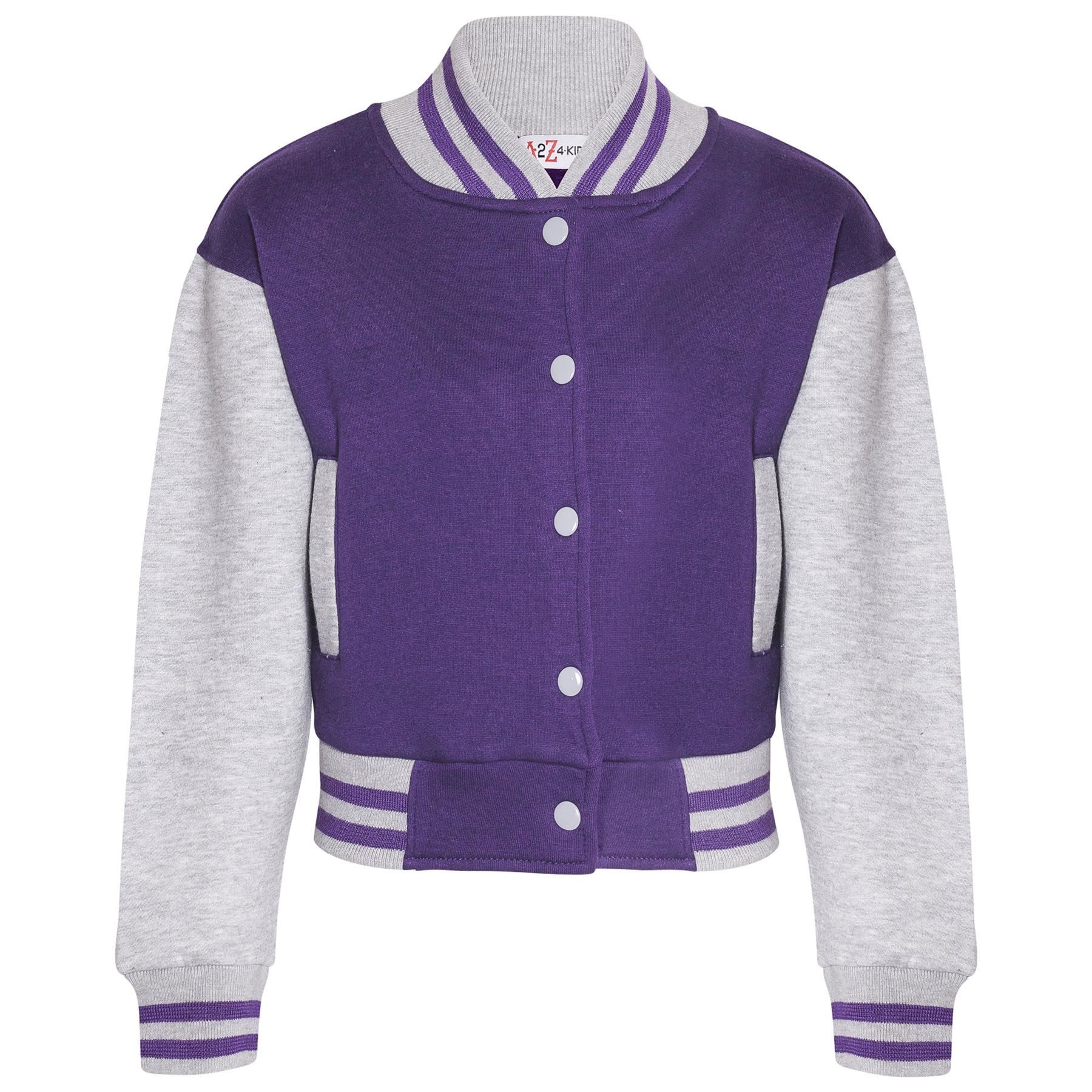 Kids B.B Plain Jacket Varsity Style Long Sleeve Coat Girls Boys Age 2-13 Years - Picture 70 of 106
