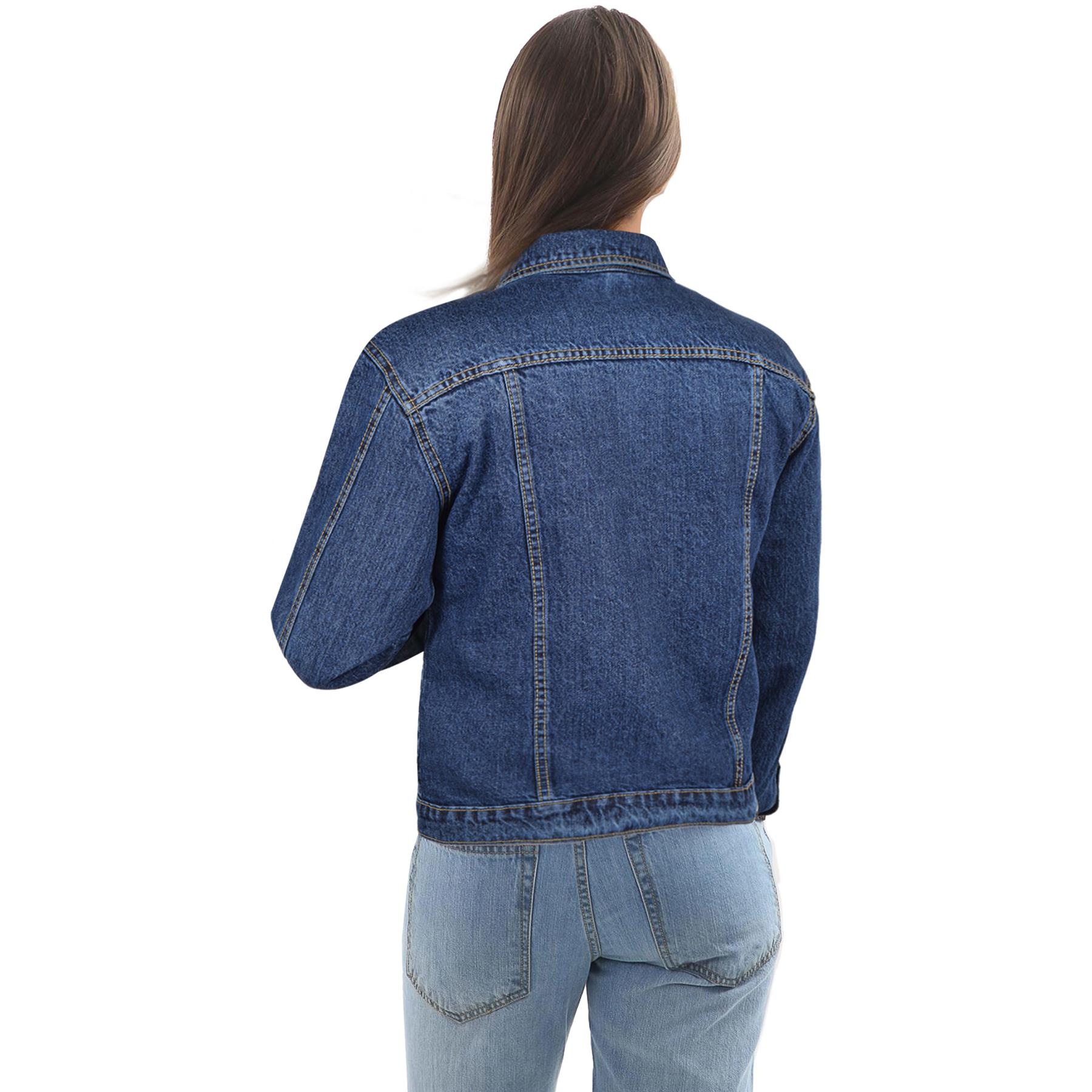 Ladies Women Denim Jacket Cotton Casual Fashion Vintage Classic Streetwear Jean - Picture 7 of 21