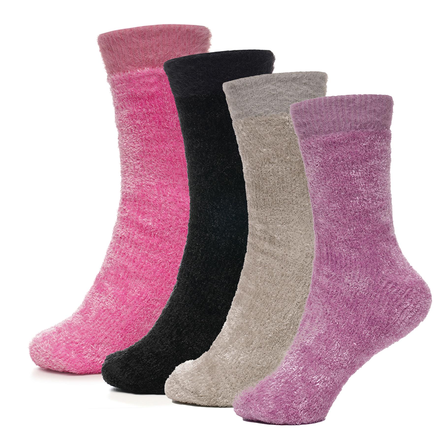 A2Z Ladies Socks 4 Pack Chenille Velvet Durable Stylish Winter Warm Cosy Socks - Picture 4 of 9