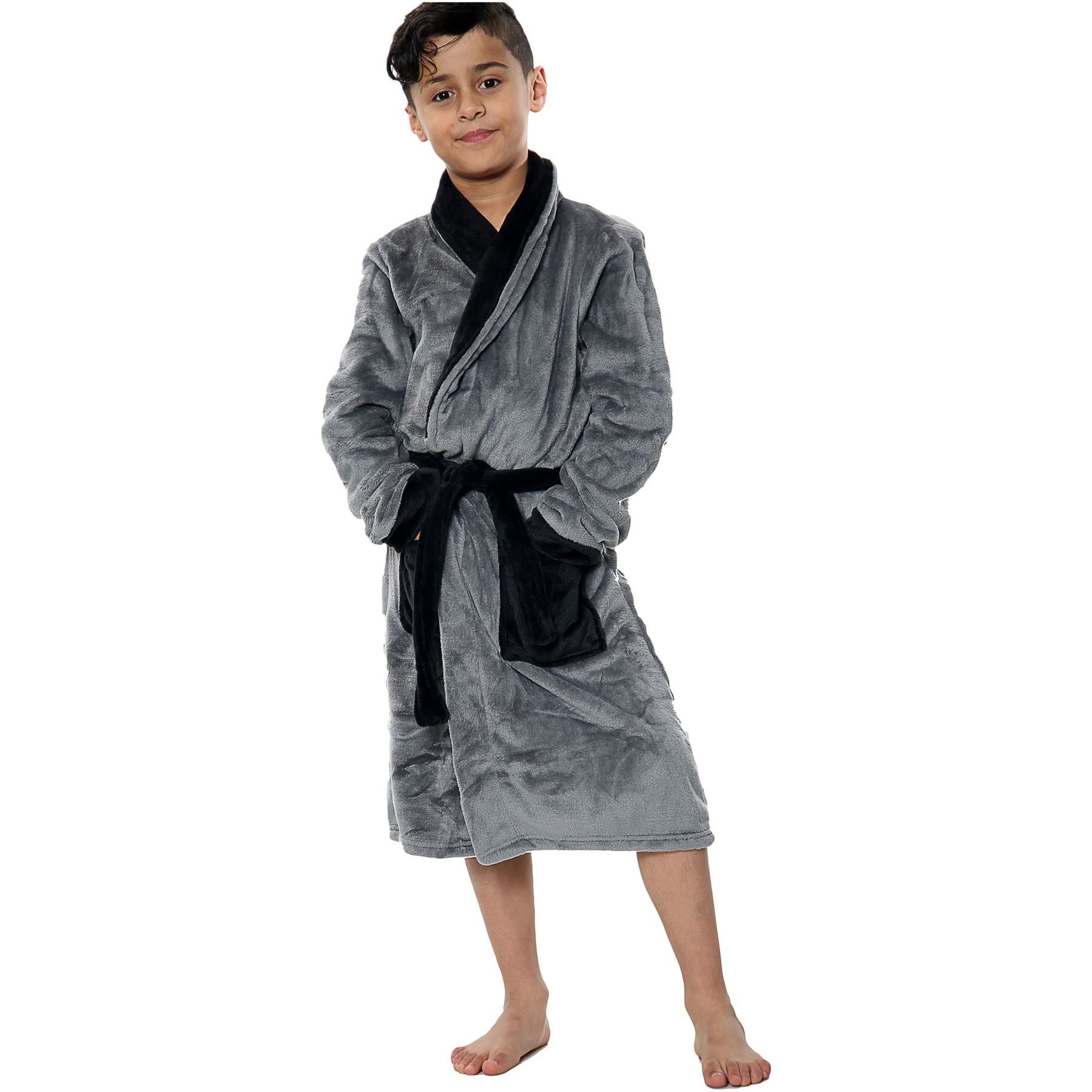 Kids Girls Boys Bathrobe Designer Plain Dressing Gown Night Lounge Wear